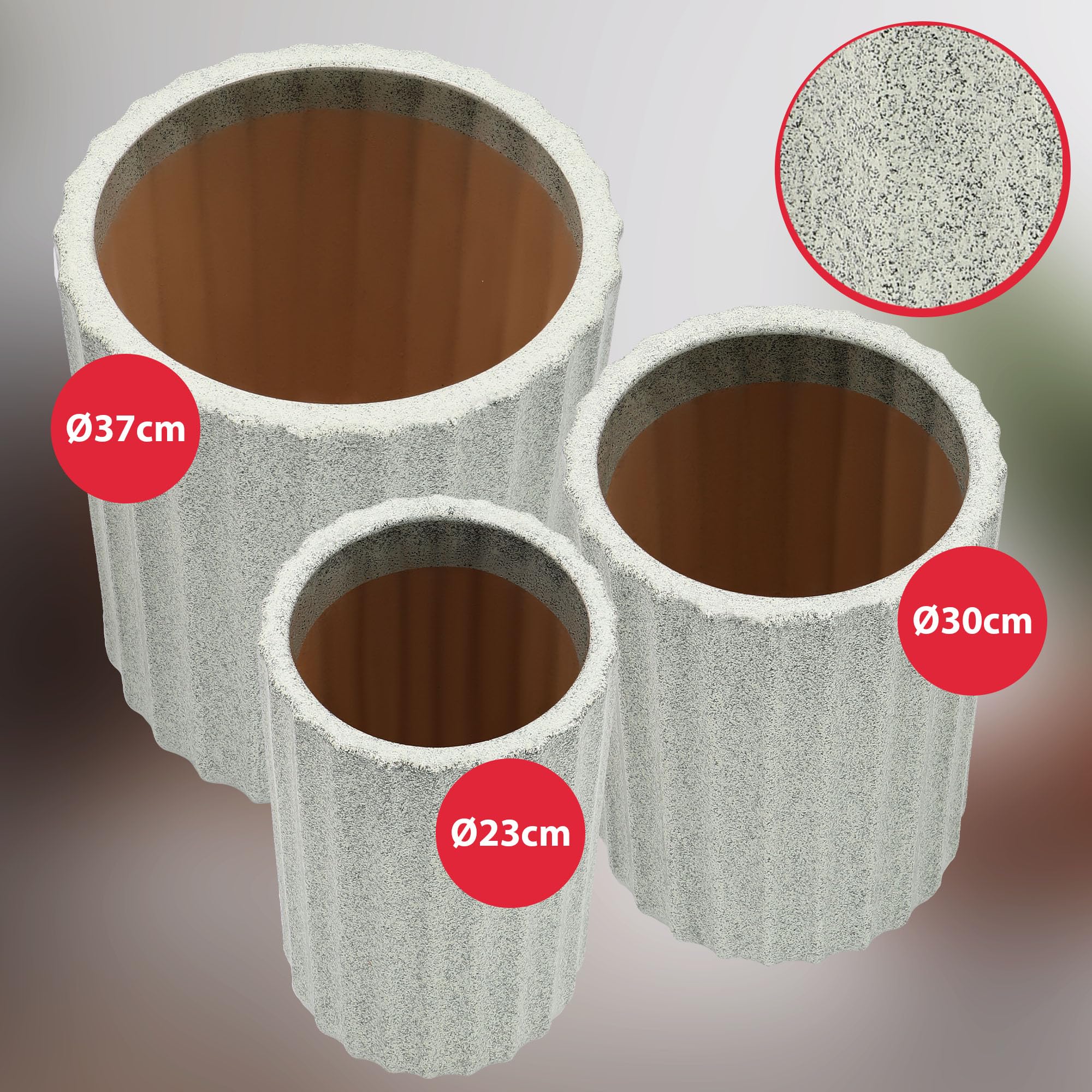 KOTARBAU® Set di 3 vasi da fiori in ceramica, diametro 19 cm, altezza: 41 cm, diametro: 25 cm, altezza: 44 cm, diametro: 31 cm, altezza: 47 cm, verde oliva, fiori in ceramica, per Zimmerp