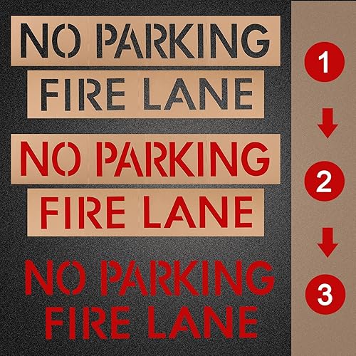 Miniatura 4 de Plantilla de 4 pulgadas para carril de fuego, sin estacionamiento, pavimento, palabra, cartón, plantillas reutilizables sin estacionamiento, para