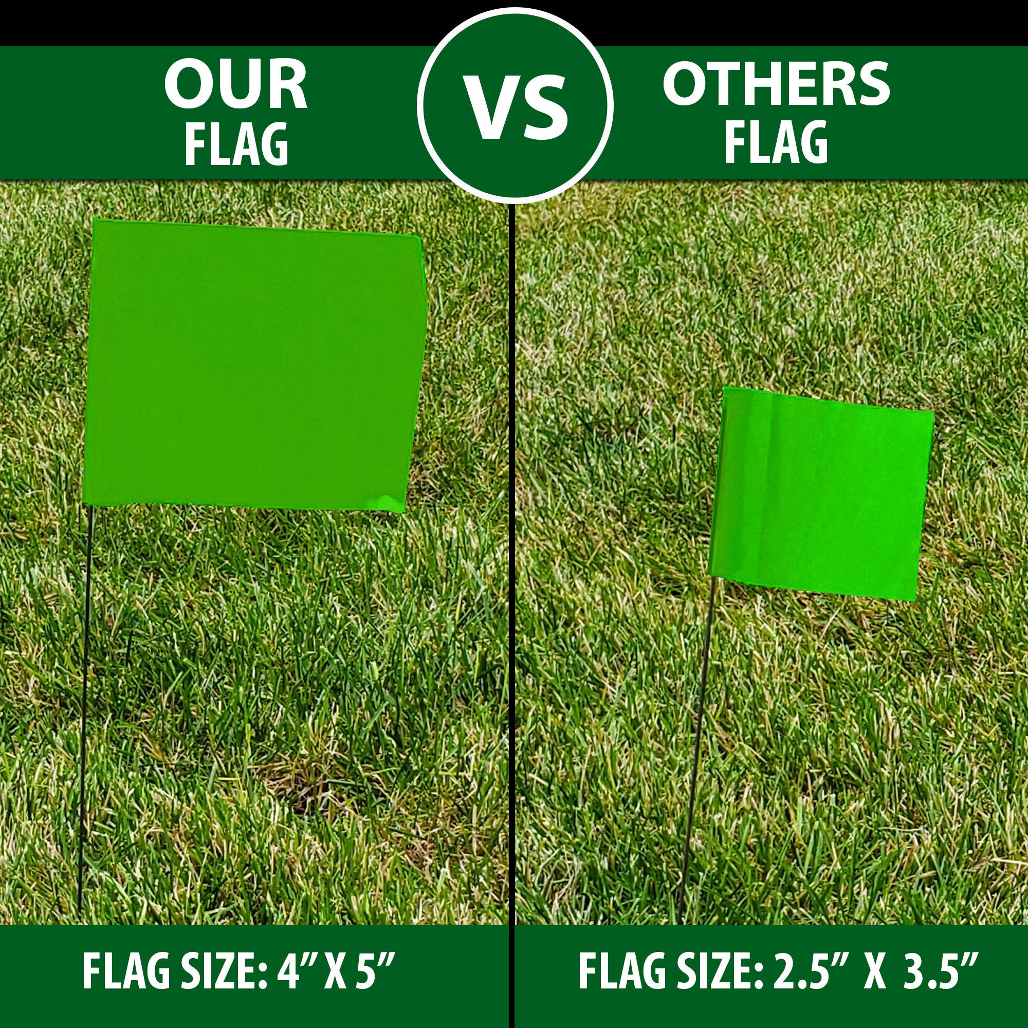 Green Marking Flags 100 Pack ACE Supply 4x5Inch Green Flag on 15Inch Wire Small Yard