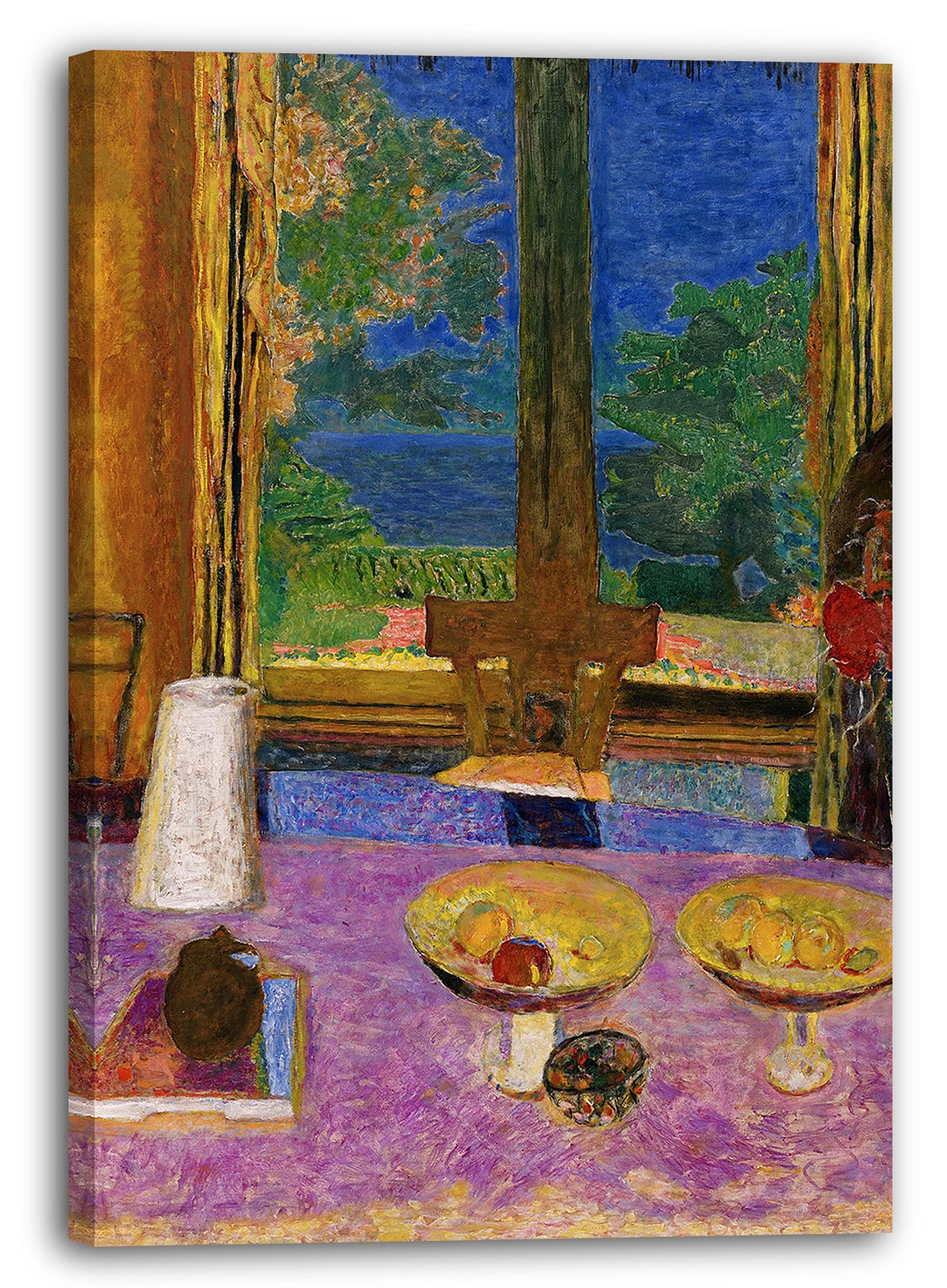 Printed Paintings Red Canvas Print Pierre Bonnard - Dining Room On The Garden