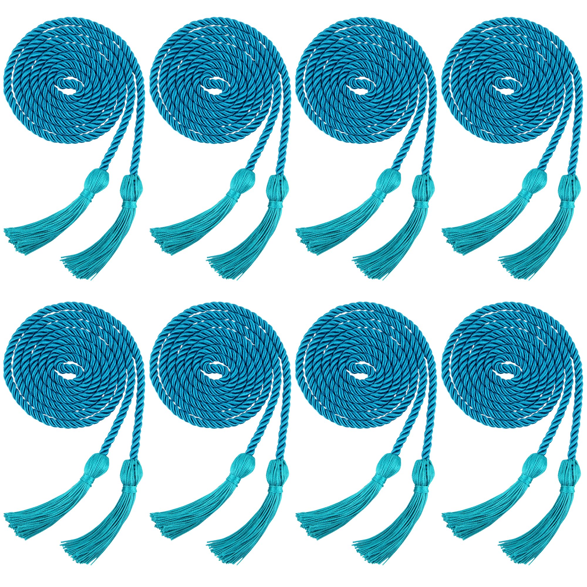 Trounistro 8 Pieces Graduation Cords Yarn Honor Cords with Tassel for College Graduation Students (Teal)