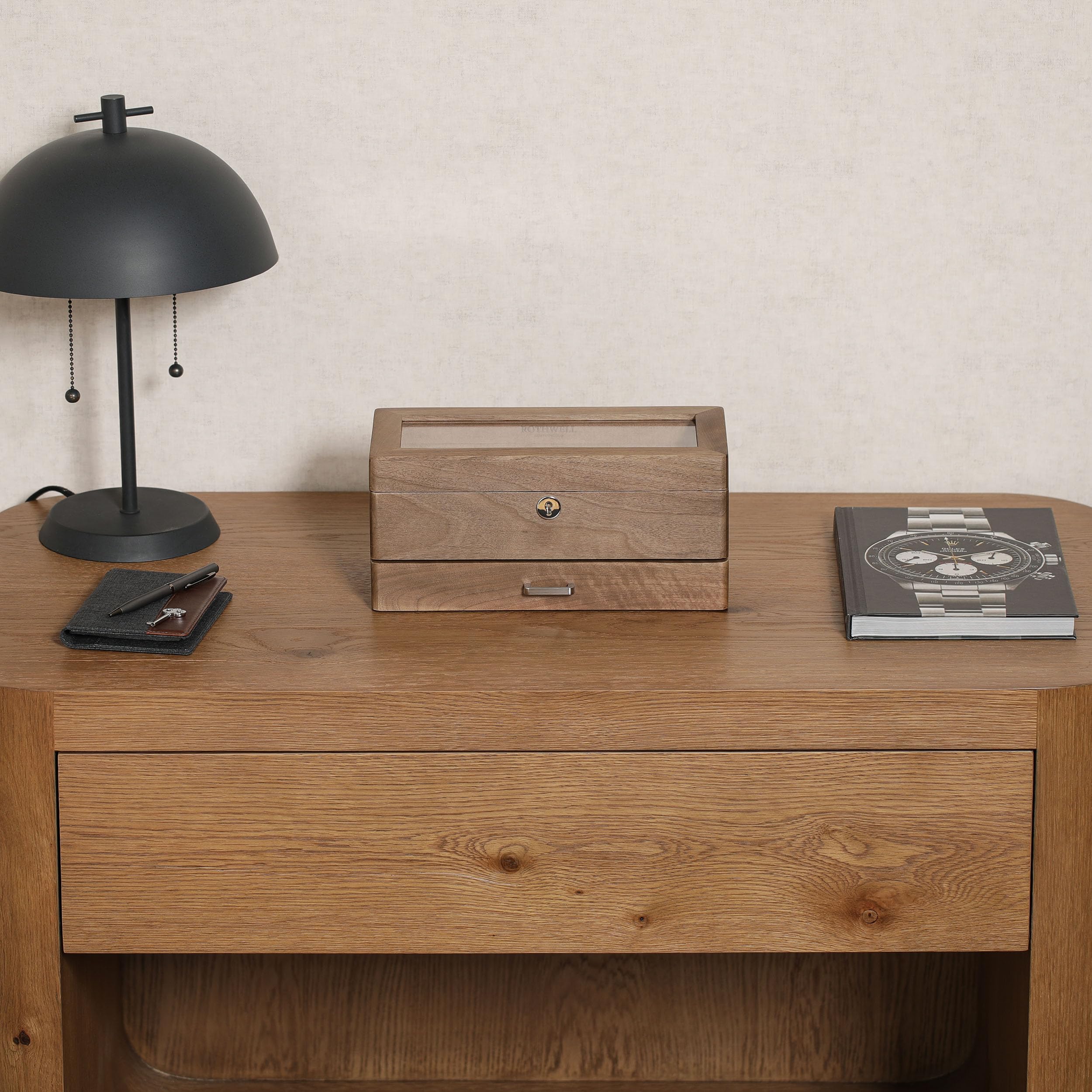 Amazon.com: ROTHWELL 4-Slot Solid Walnut Watch Box with Valet