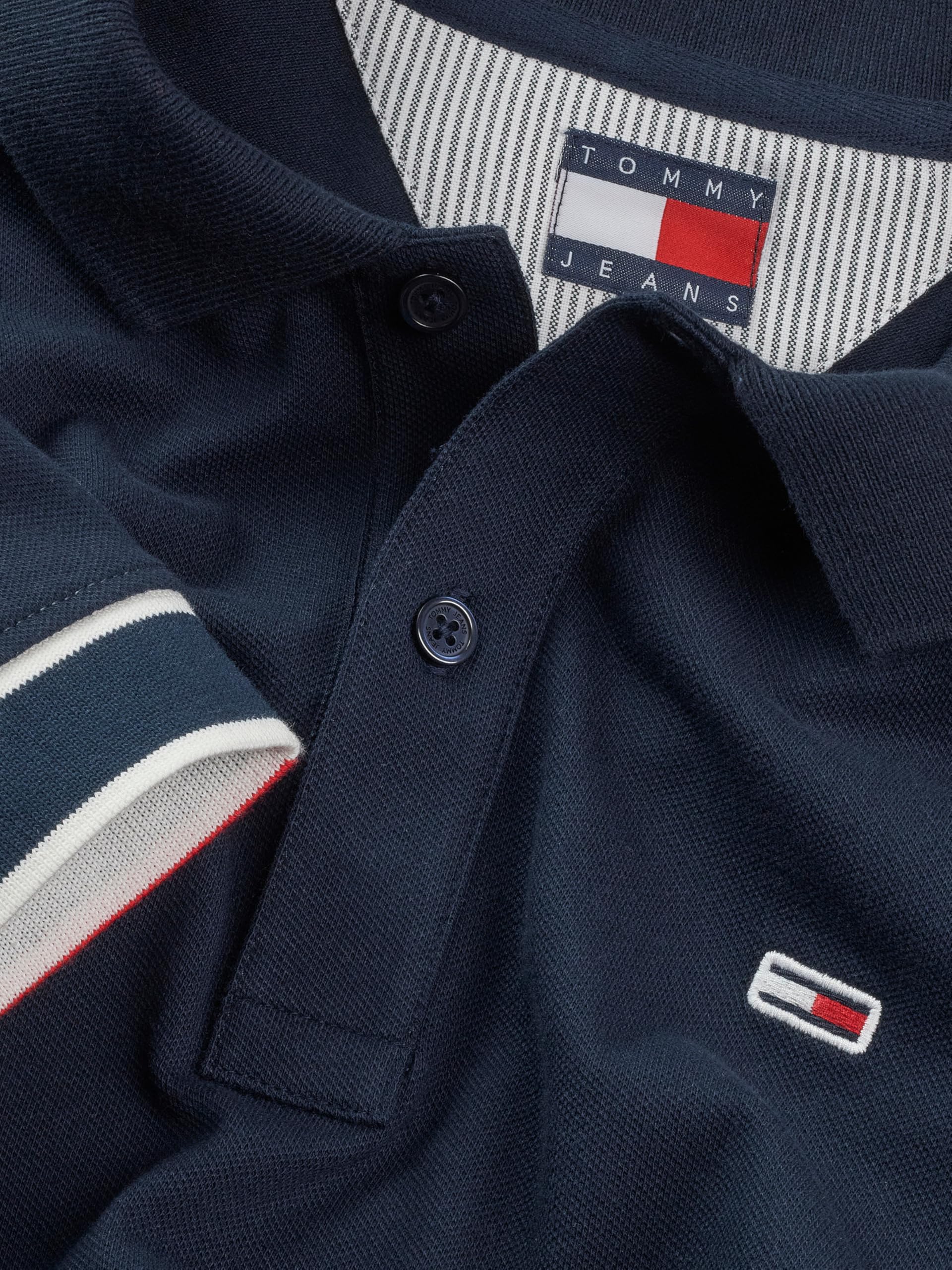 Tommy Jeans Polo de Manga Corta Hombre Flag Cuff Slim Fit