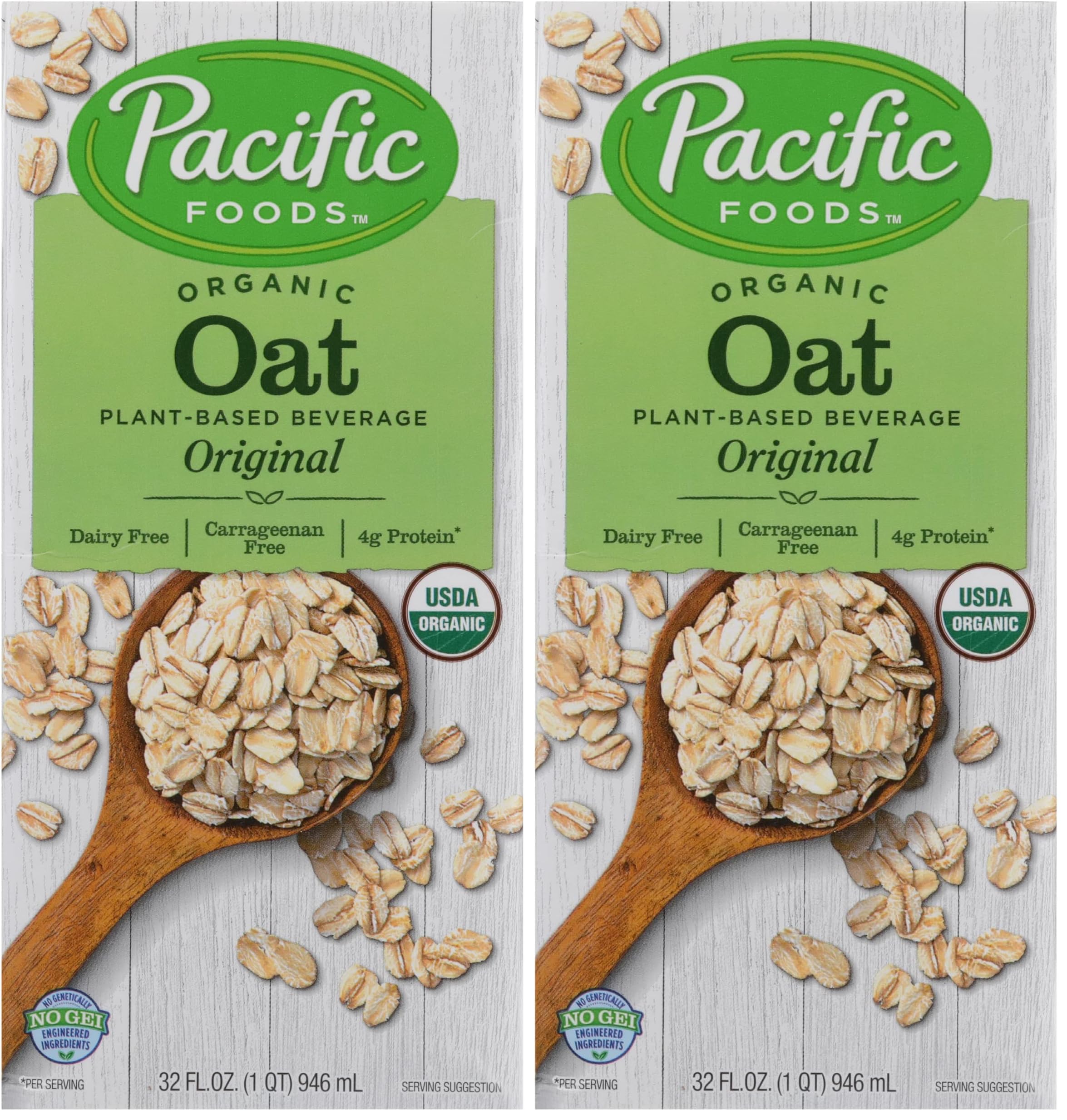 Pacific Natural Foods Organic Natural Oatmeal Beverage - Original - 32 Fl oz (Pack of 2)