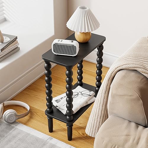 Miniatura 9 de Mesa auxiliar, mesa auxiliar pequeña con estante de almacenamiento, mesas de centro pequeñas de 3 niveles para sala de estar, dormitorio, espacios