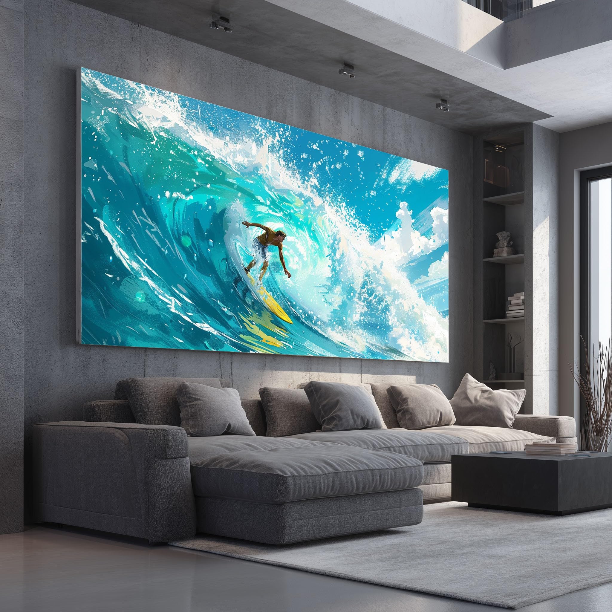 Decoration murale ocean flots dynamiques tableau ete surf artistique - 8