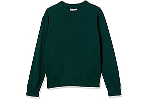 Boys' Dark Green Crewneck Cotton Uniform Sweater