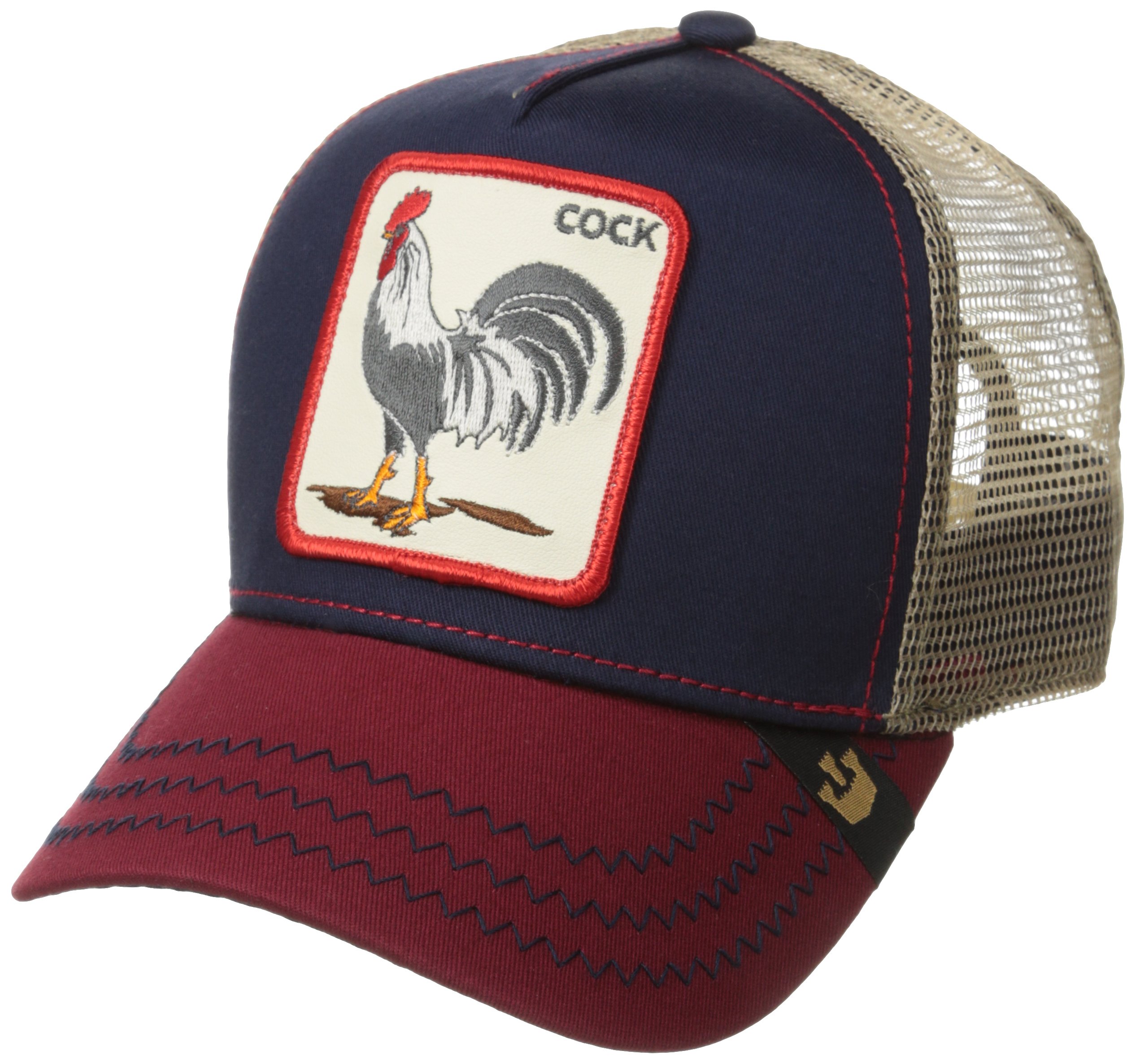 Goorin Bros. All American Rooster Cock Hahn Navy Red A-Frame Adjustable Trucker Cap - One-Size