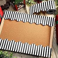 Vista 7 de Tablero de anuncios festoneado de Navidad de 65 pies, borde autoadhesivo para aula, bordes a rayas, borde de línea ondulada para tablón de anuncios