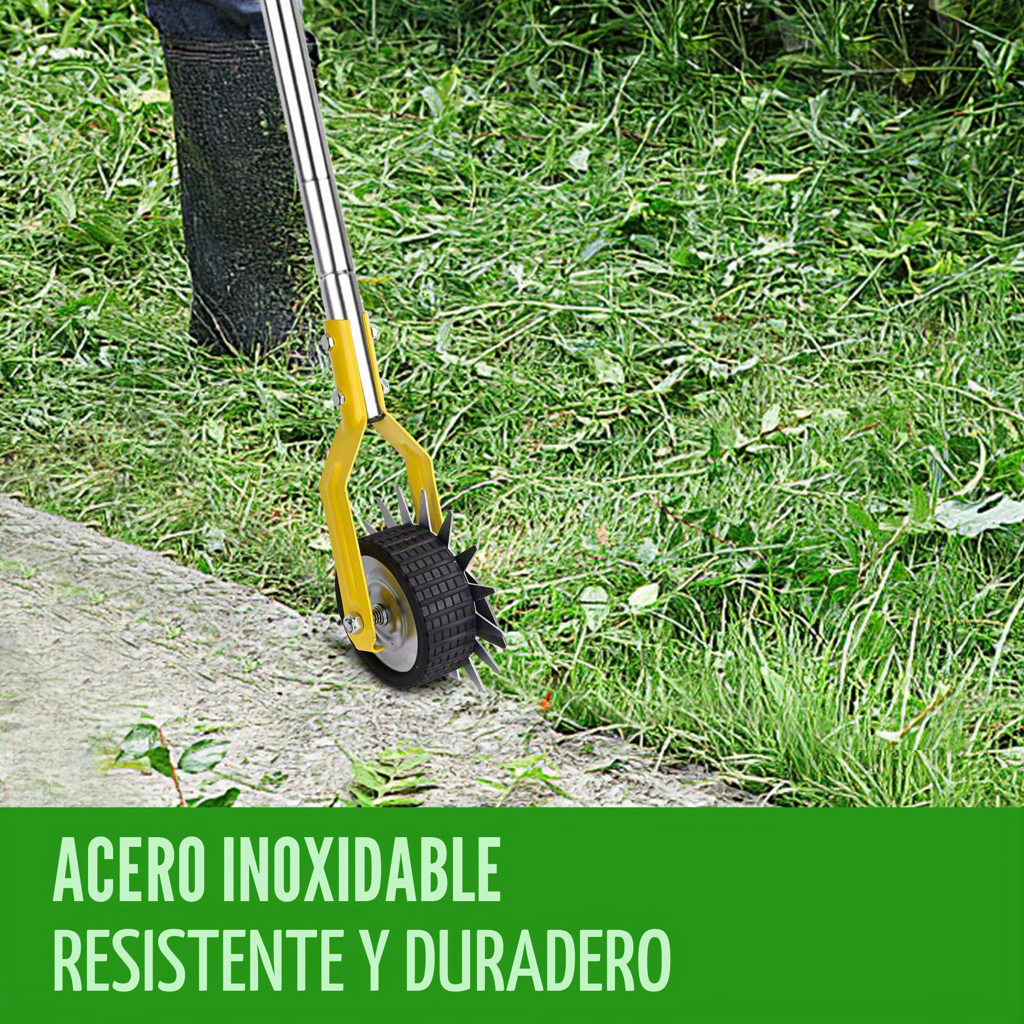 YEELOR Bordeadora giratoria de acero inoxidable amarillo, bordeadora de césped de longitud ajustable, herramienta manual de jardín para aceras, jardines, entradas y bordes de macizos de flores