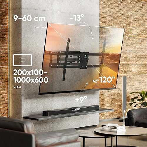 Miniatura 2 de ONKRON Soporte de pared para TV de movimiento completo para televisores de 42 a 120 pulgadas de hasta 220 libras, soporte de TV resistente con giro