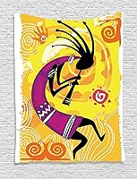 Vista 33 de Ambesonne Tapiz de paisaje urbano, vista nocturna al patio con sillas de café de calle, plantas en macetas, estampado de Roma, colgante de pared