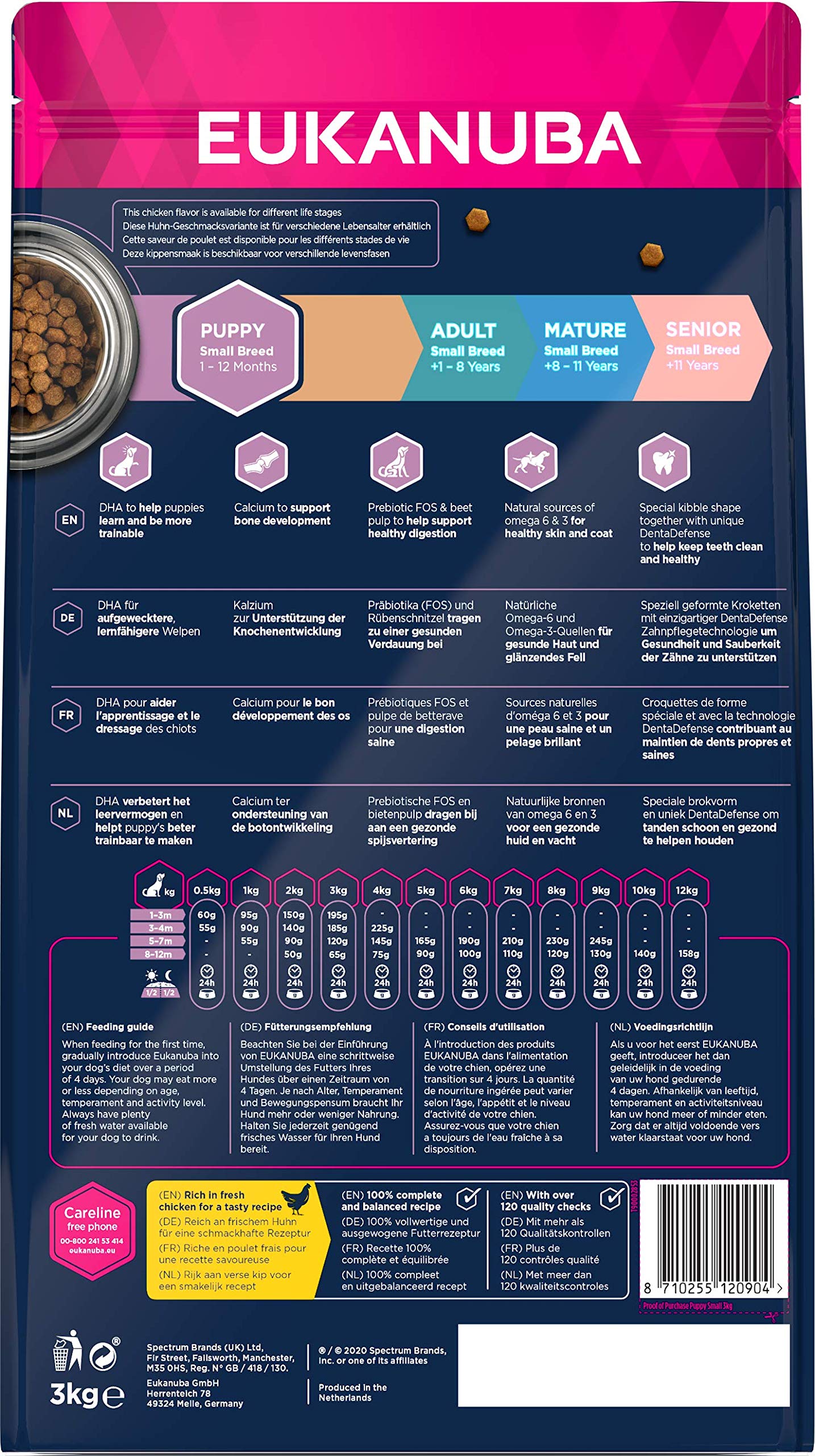 Eukanuba Cibo Secco per Cuccioli in Crescita, per Cani di Taglia Piccola, Ricco di Pollo Fresco, 3 kg