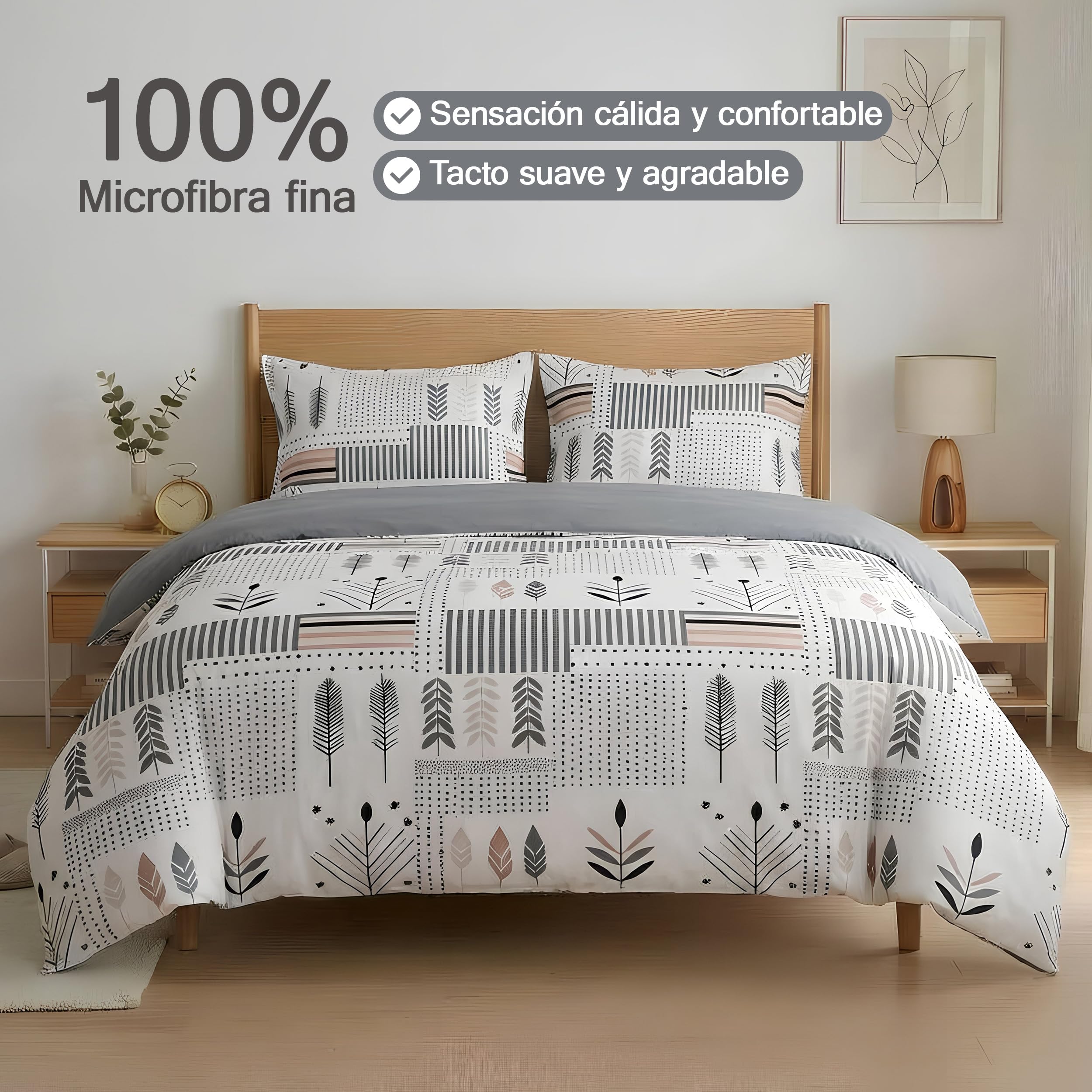 Etrexonline Juego de Funda Nórdica 3 Piezas Cama 150 Microfibra Suave Transpirable - 1 Funda Edredón 220x240 cm y 2 Fundas de Almohada 50x75 cm (Geometricas) — view 3