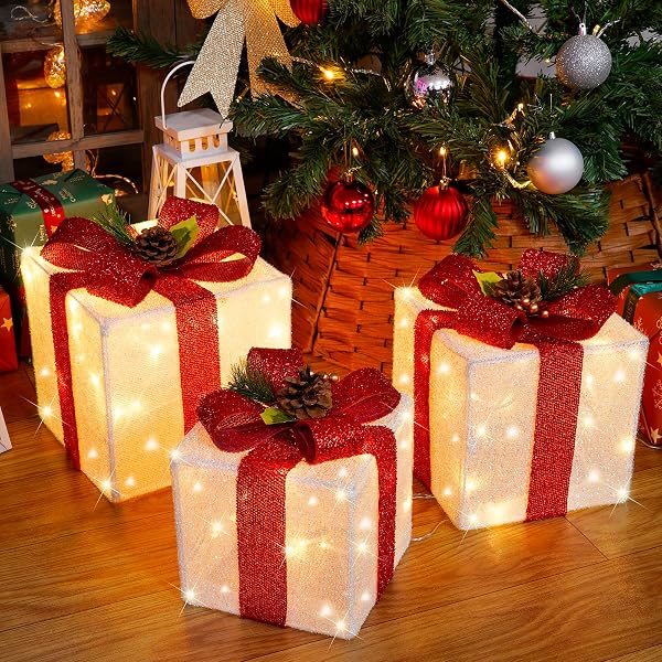 SANHSEHOME LED Geschenkbox Weihnachten 60 LEDs