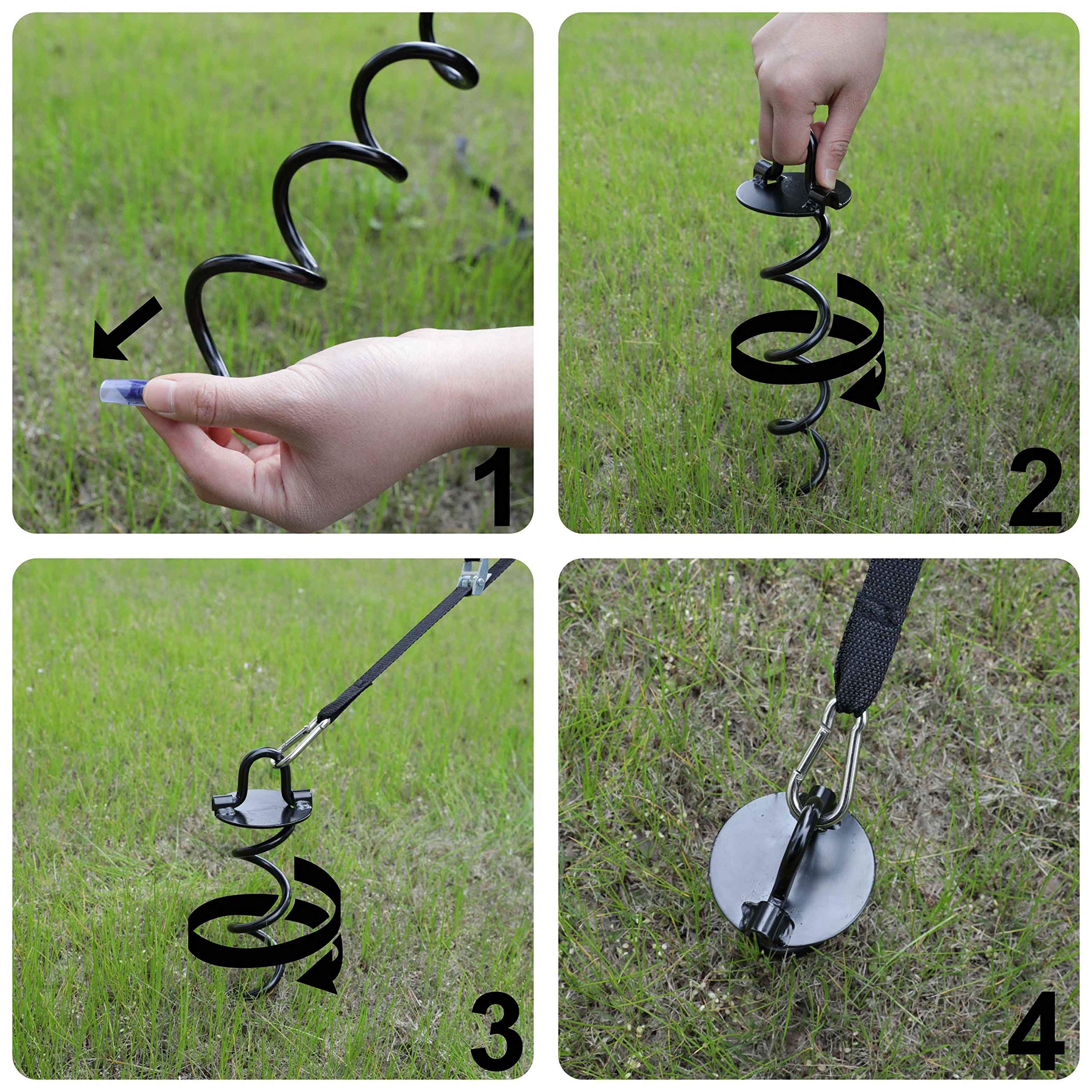 ABCCANOPY Spiral Ground Anchor with Dog Tie Out, Trampoline Anchor