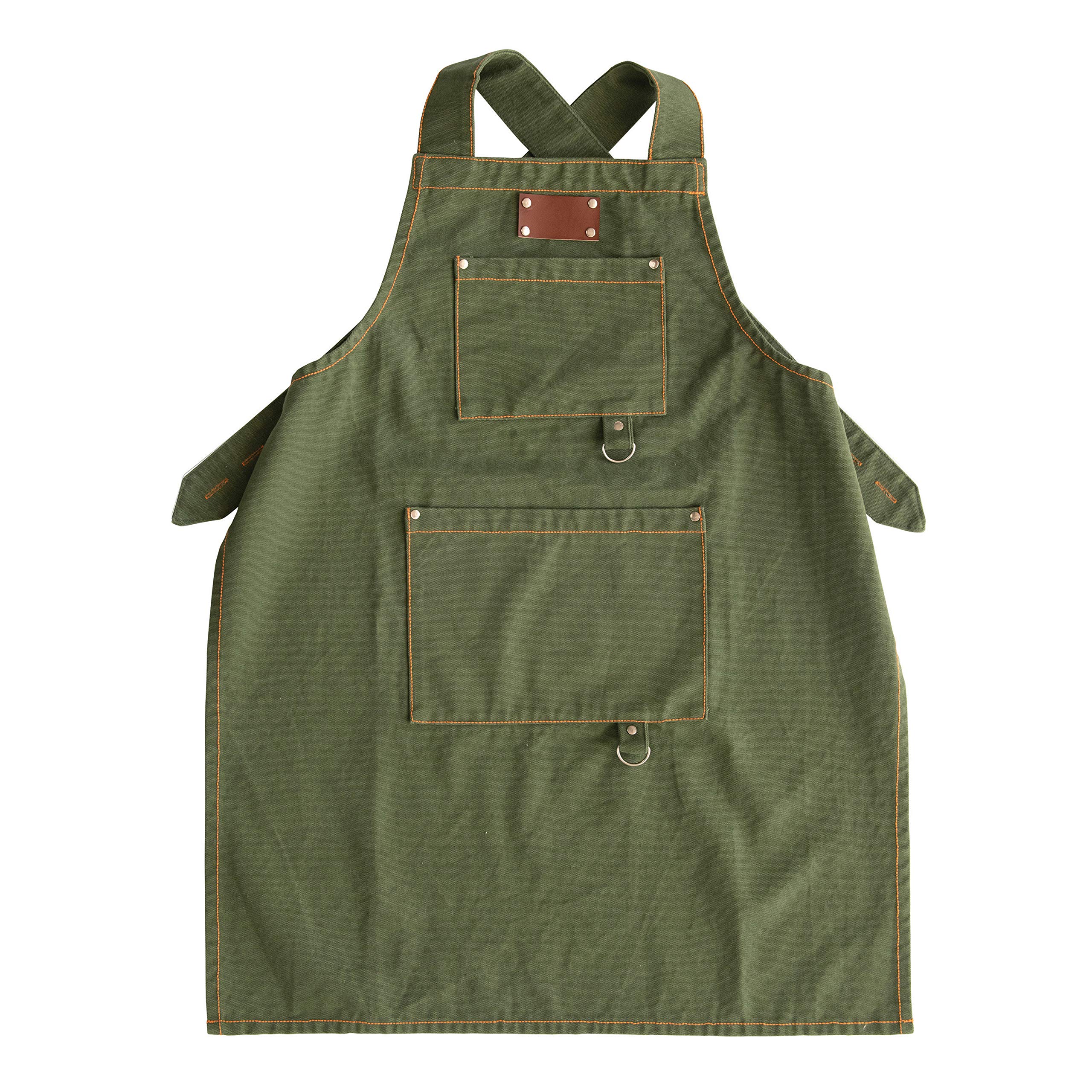 Amazon.com: Cotton Canvas Cross Back Apron with Pockets & Rivets