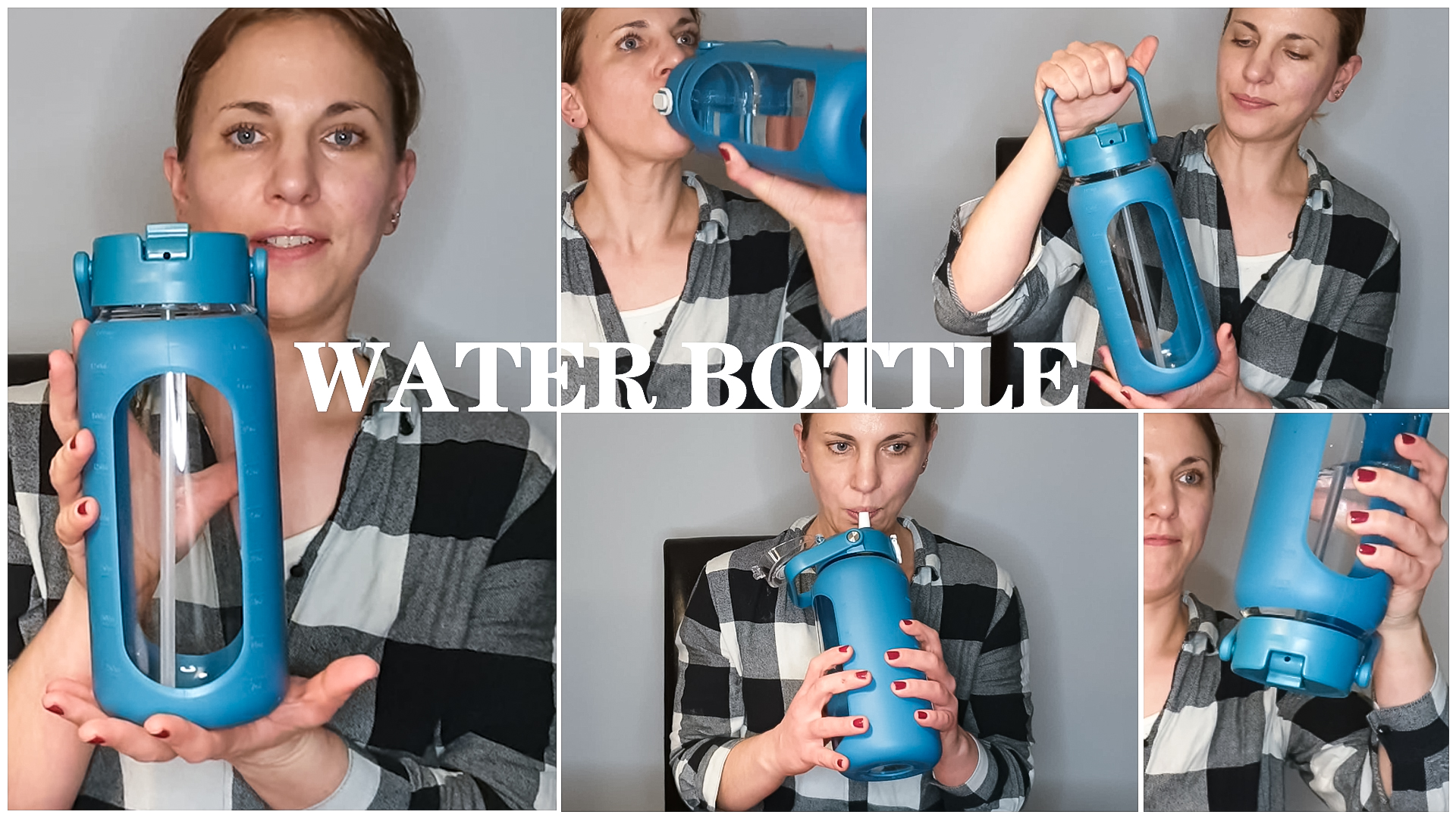 Große Glas-Wasserflasche 2,8 Liter – Mit Edelstahlgriff & 2-in-1-Strohhalm-Deckel