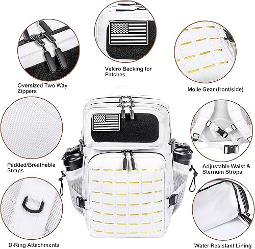 Miniatura 5 de LHI Mochila militar táctica para hombres 25L45L grande Molle Army Assault Pack 3 Day senderismo mochila con soporte para botella