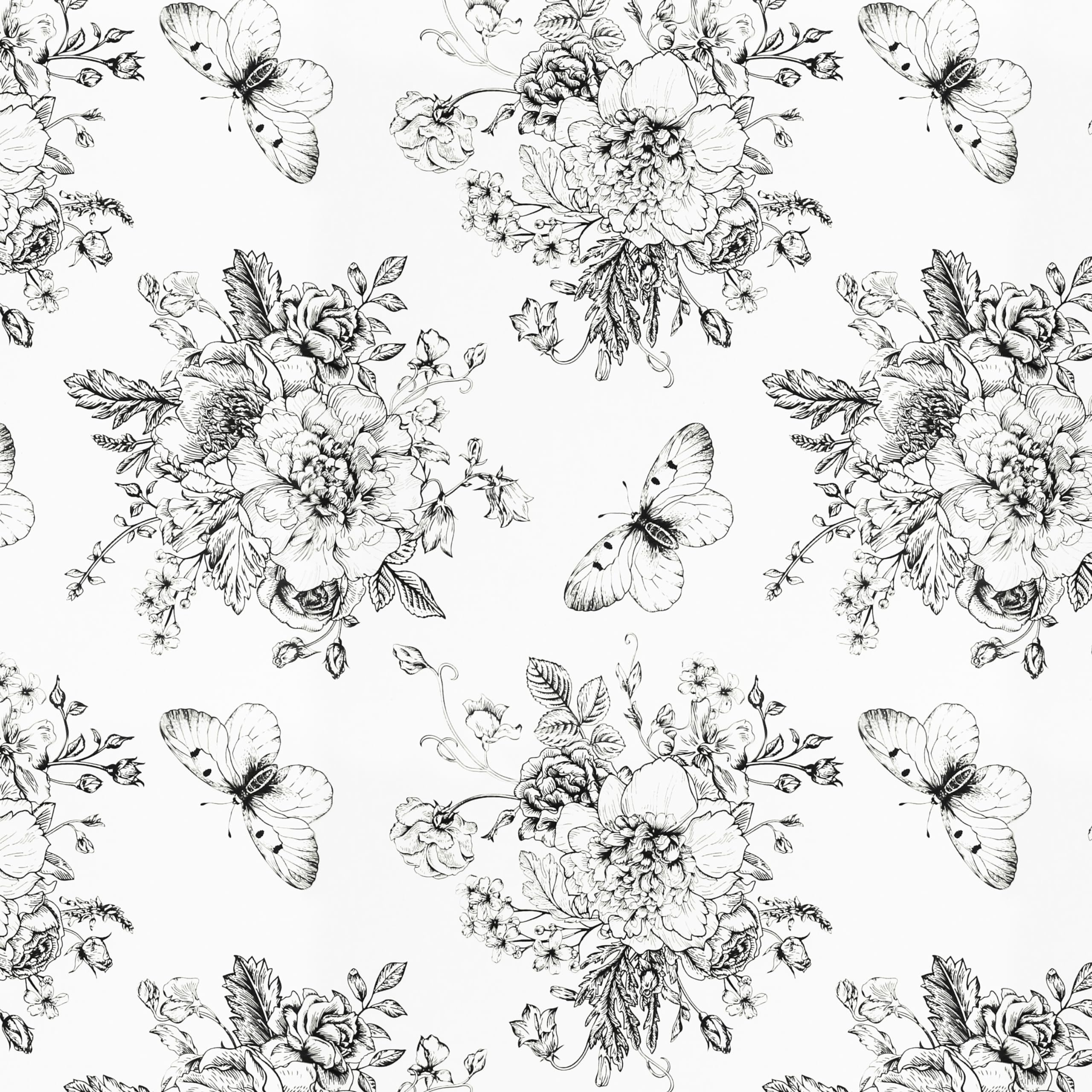 Micpolo 17.7In X 394In Shelf Liner Self Adhesive Drawer Liner for Kitchen Bedroom Cabinets Dresser Floral and Butterfly Waterproof Vinyl Rolls