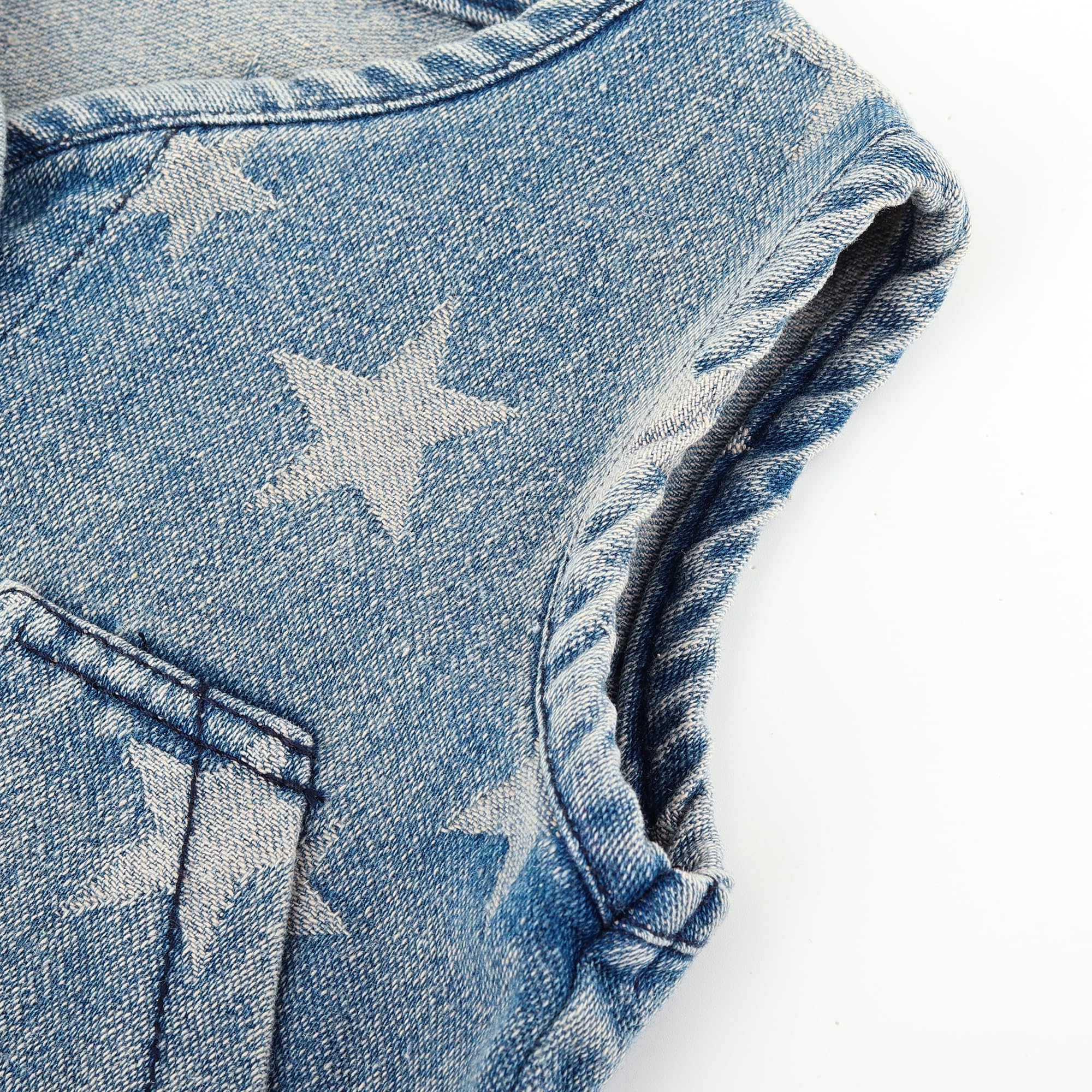 Neonato Denim Gilet Retrò Senza Maniche Giacca Bambino Ragazzi Ragazze Primavera Autunno Bottone Cappotto Stelle Top con Tasche