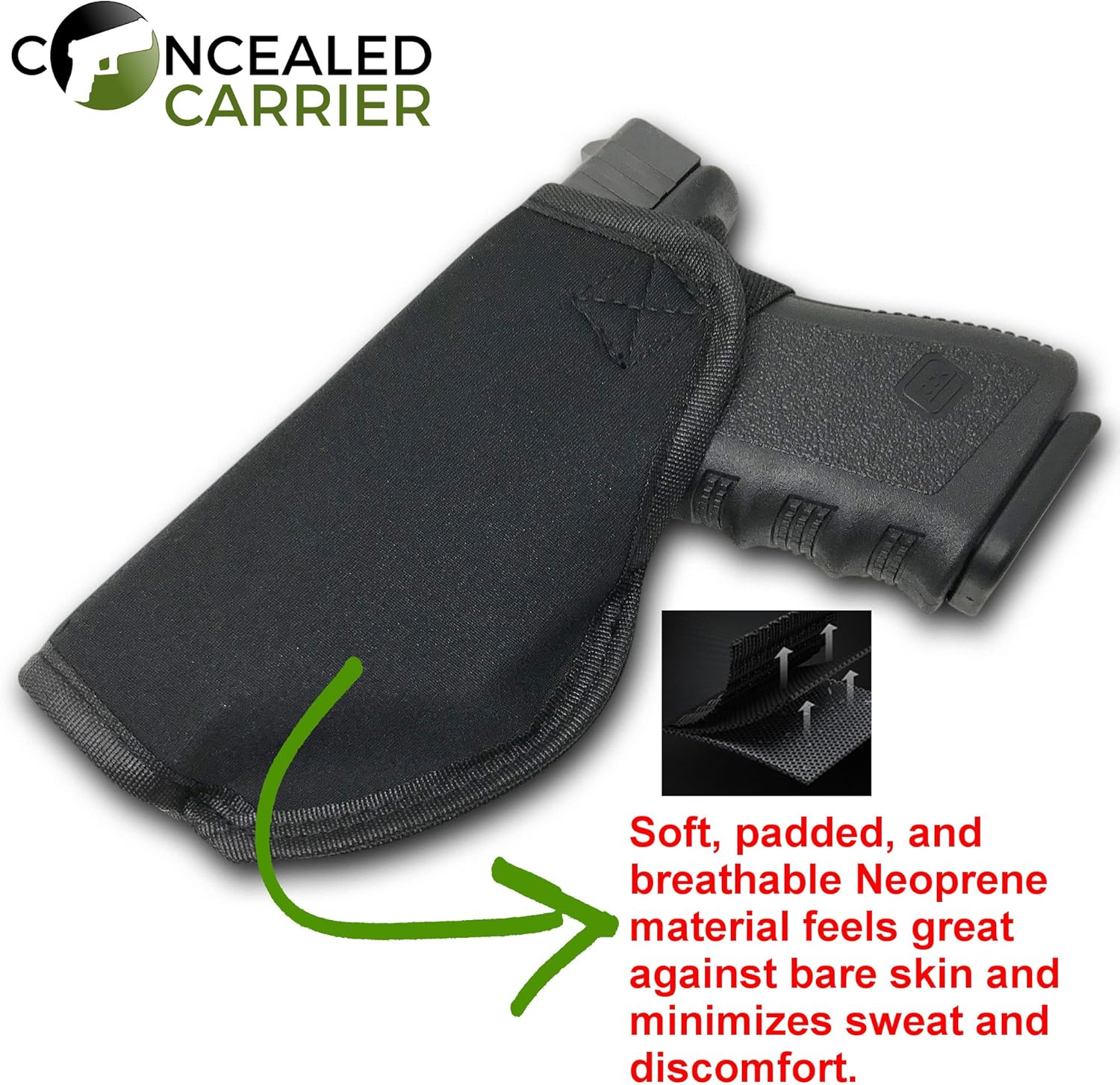Concealed Carrier (TM) Universal IWB Holster for Concealed Carry | Inside The Waistband | Fits All Firearms S&W M&P Shield 9/40 1911 Taurus PT111 G2 Sig Sauer Glock 19 17 27 43 (Right-Handed) : Sports & Outdoors