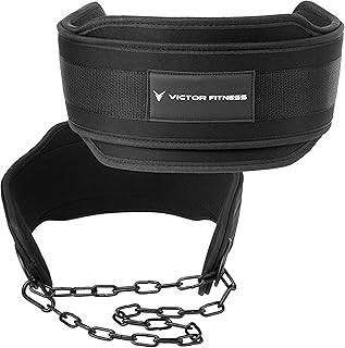 Victor Fitness Neoprene Double Layer 15mm Thick Universal Dip Belt with Heavy-Duty Steel Chain for Men and Women made