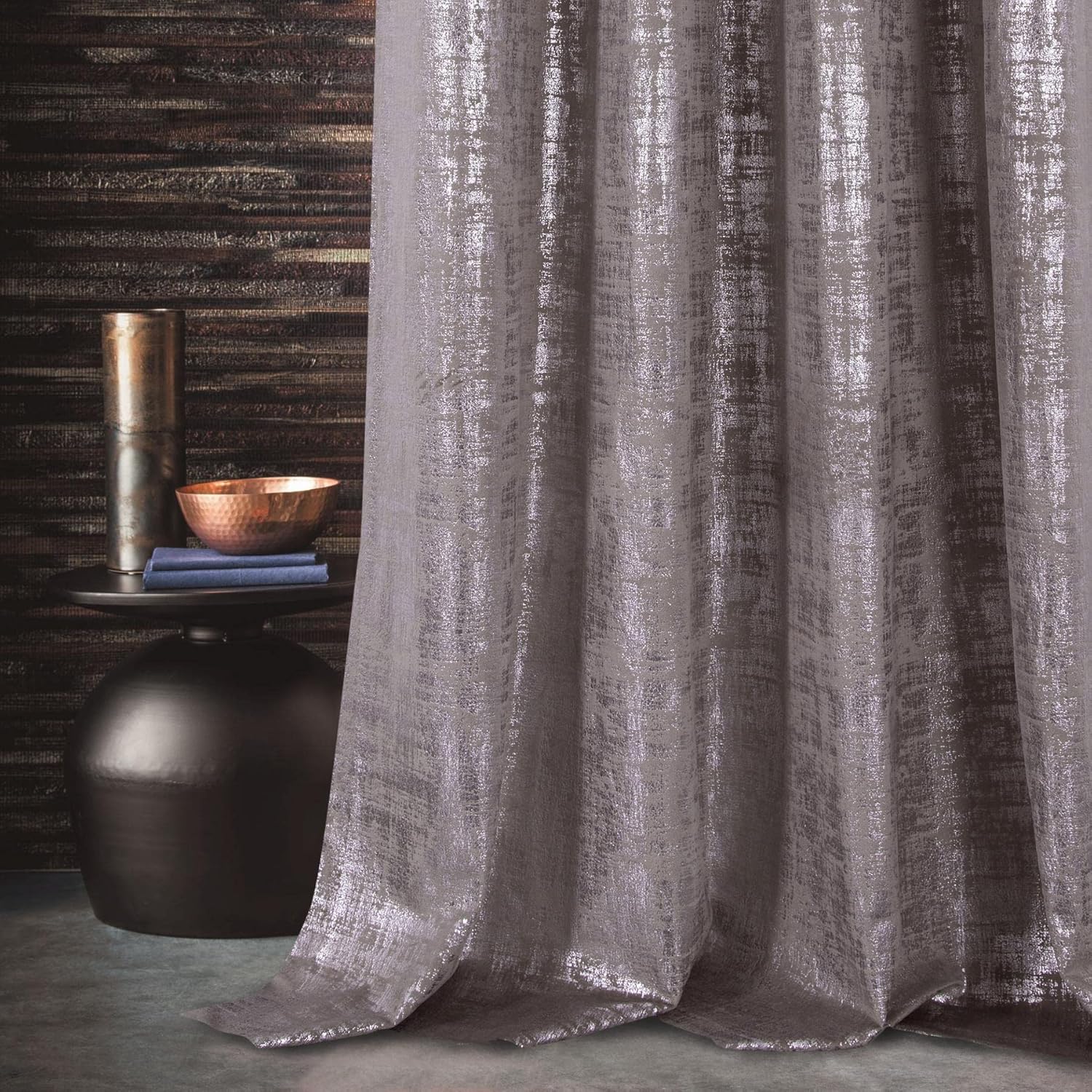 always4u 100% Blackout Soft Velvet Curtains for Bedroom Living Room Thermal Energy Saving 95 Inches Long Luxury Silver Foil Print Drapes 2 Panels Champagne