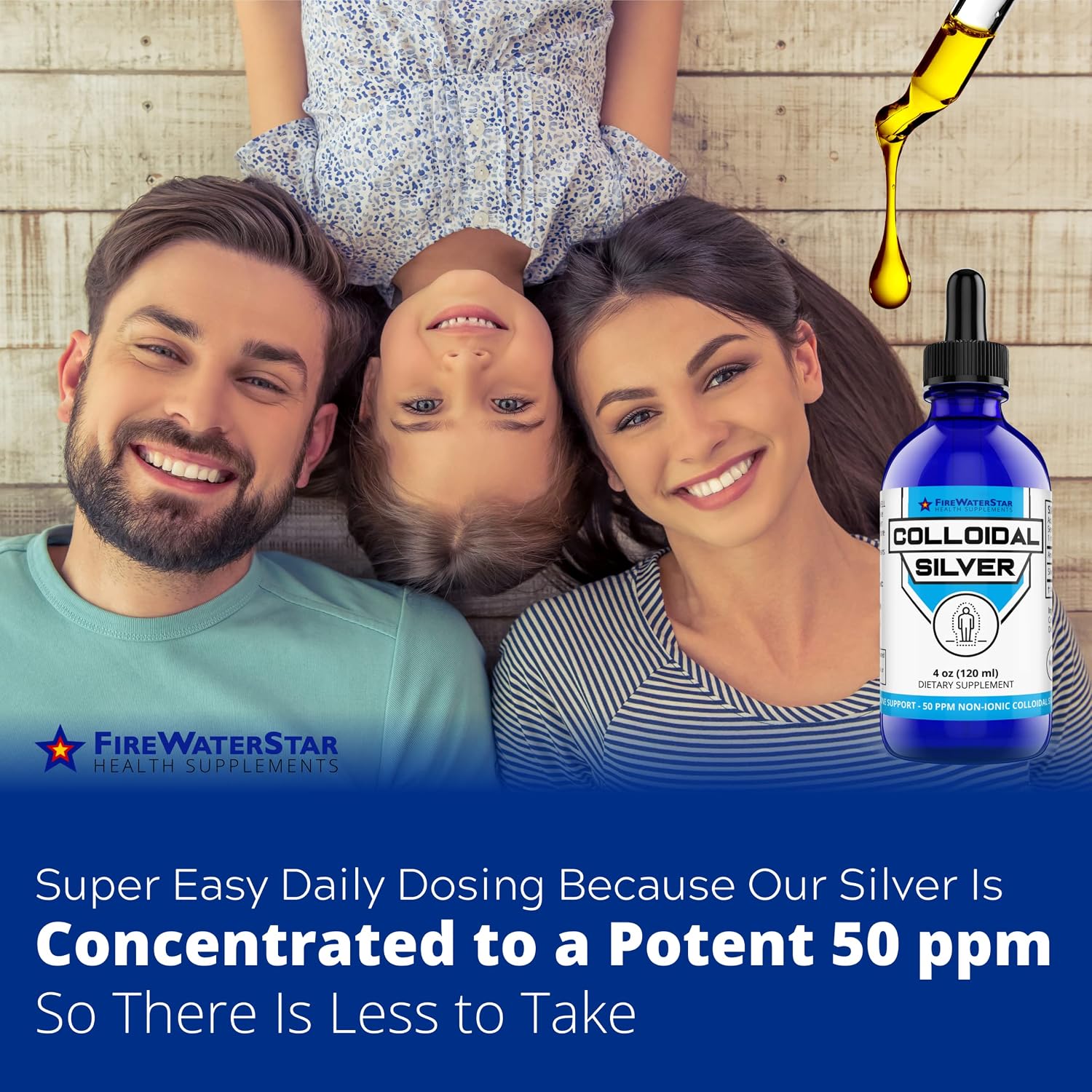 Colloidal Silver - 4oz - 60 Servings (2 Month Supply) - Amber Silver - 50ppm - 99.99% Pure Silver - Daily Immune Support