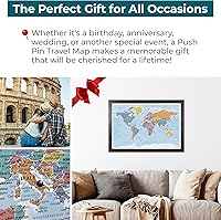 Vista 9 de Canvas - Personalized Blue Oceans World Push Pin Travel Map with Rustic Black Frame