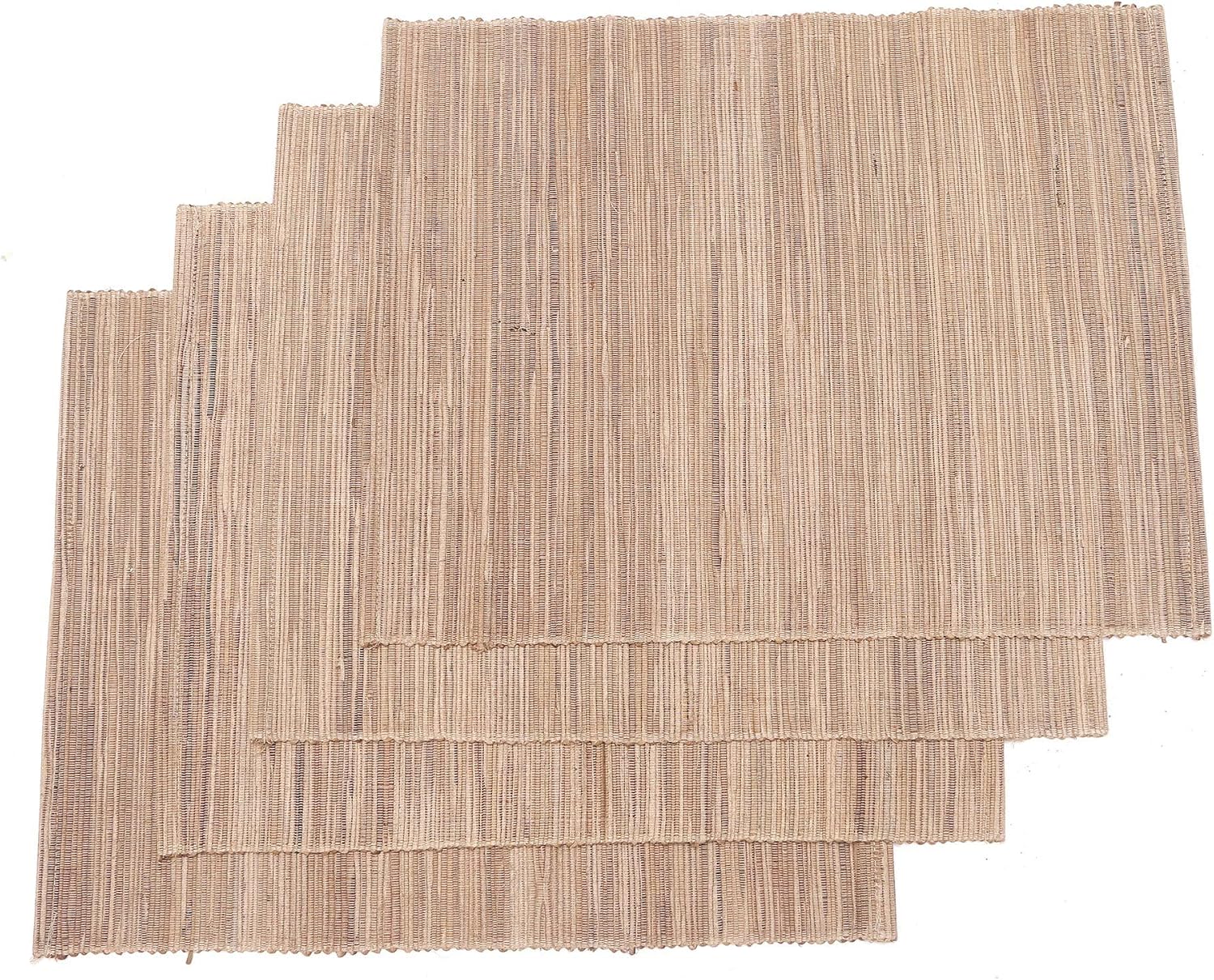 NOVICA Artisan Handmade Natural Fiber Cotton Placemats Artisan Brown Indonesia Tableware Linens 'Firewood'(Set of 4)