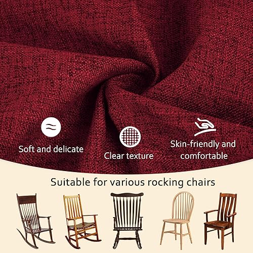 Miniatura 4 de ELFJOY Cojín extragrande para silla mecedora, de lino grueso, para respaldo y asiento, juego de 2 piezas con lazos