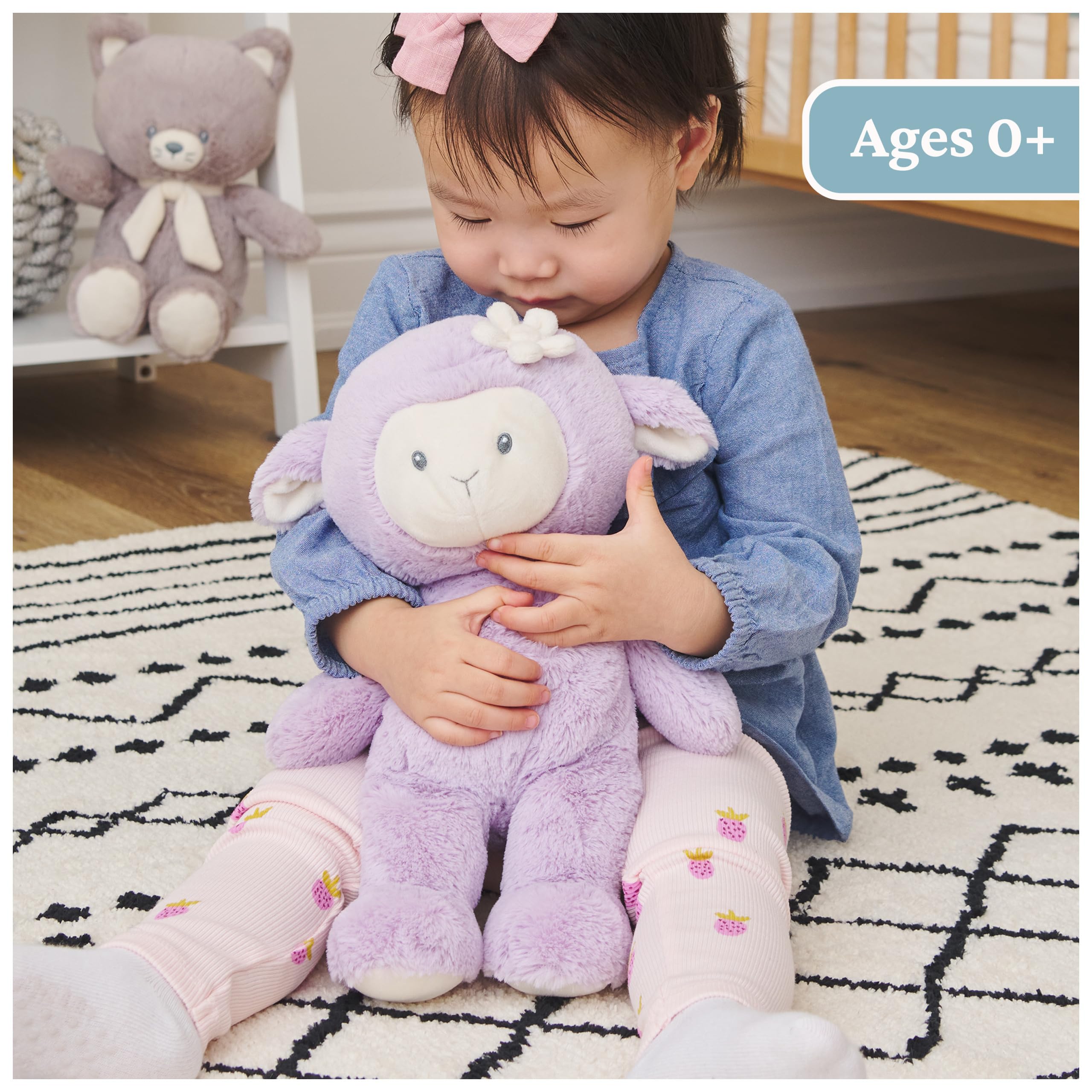 GUND Baby nachhaltiger Lamm Plüsch - Stofftier aus 100% recycelten Materialien - für Babys und Neugeborene - Frühlingsdeko - Lavendel/Creme - 33.0 cm