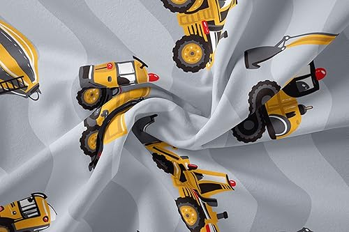 Miniatura 57 de Juego de funda de edredón para niños, camión de construcción, maquinaria, camión, excavadoras, vehículos, caricatura, tractor, juego de ropa de cama