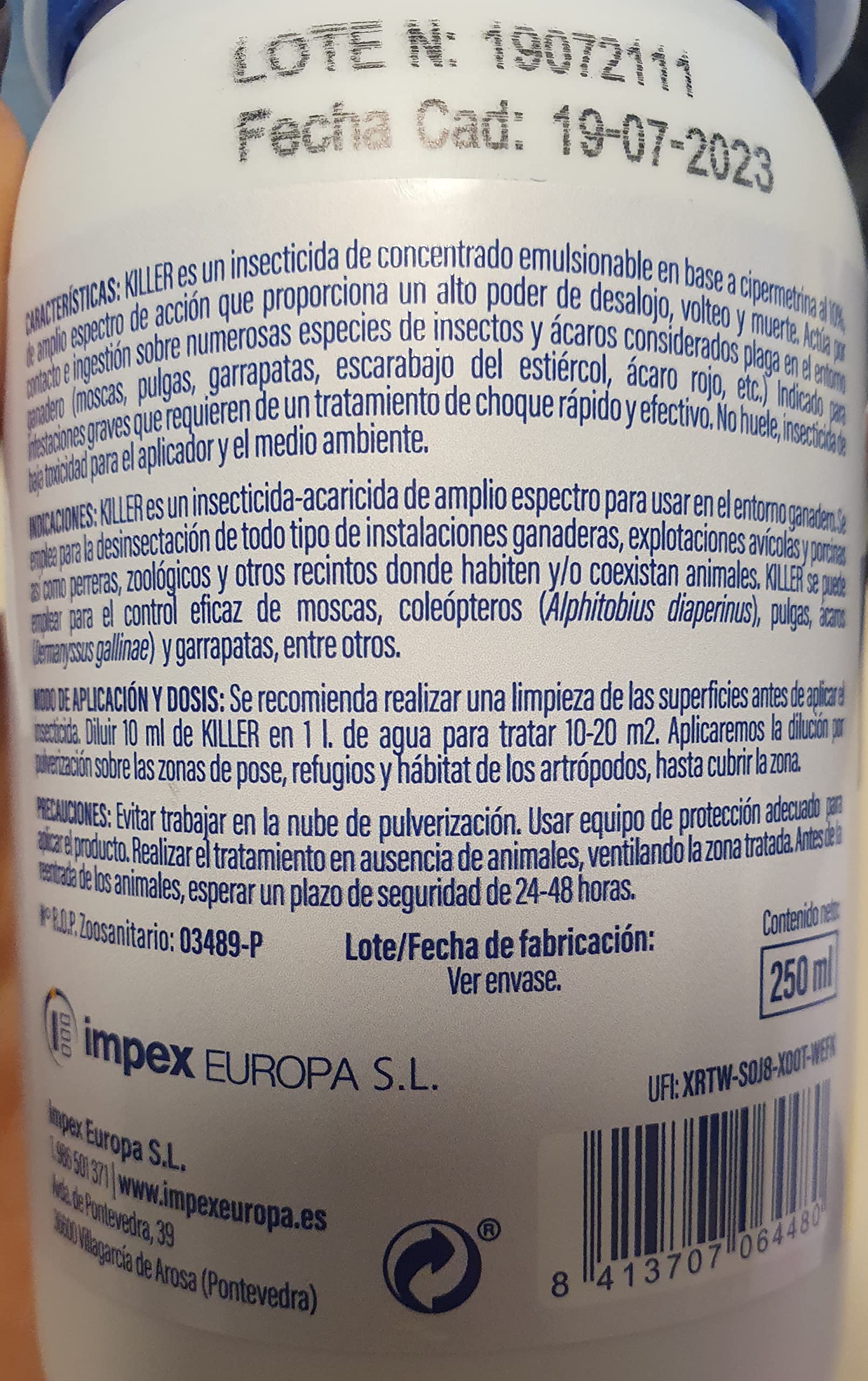 Killer Liquido - Insecticida concentrado 250 ml