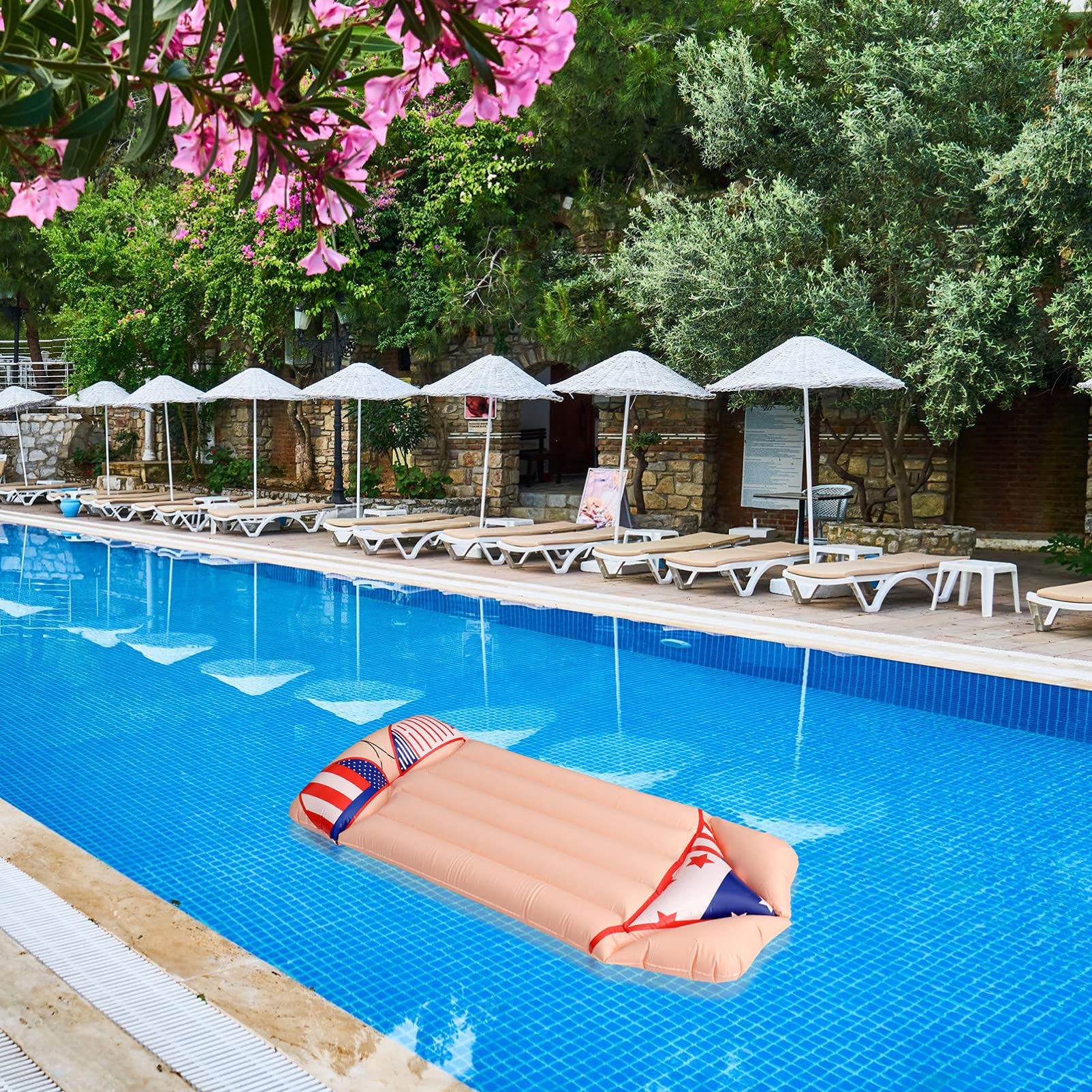 Kisangel Cama Flotante Inflable para Natación Colchoneta Flotante Patrón de Bikini Cojín de Natación para Adultos Piscina o Playa