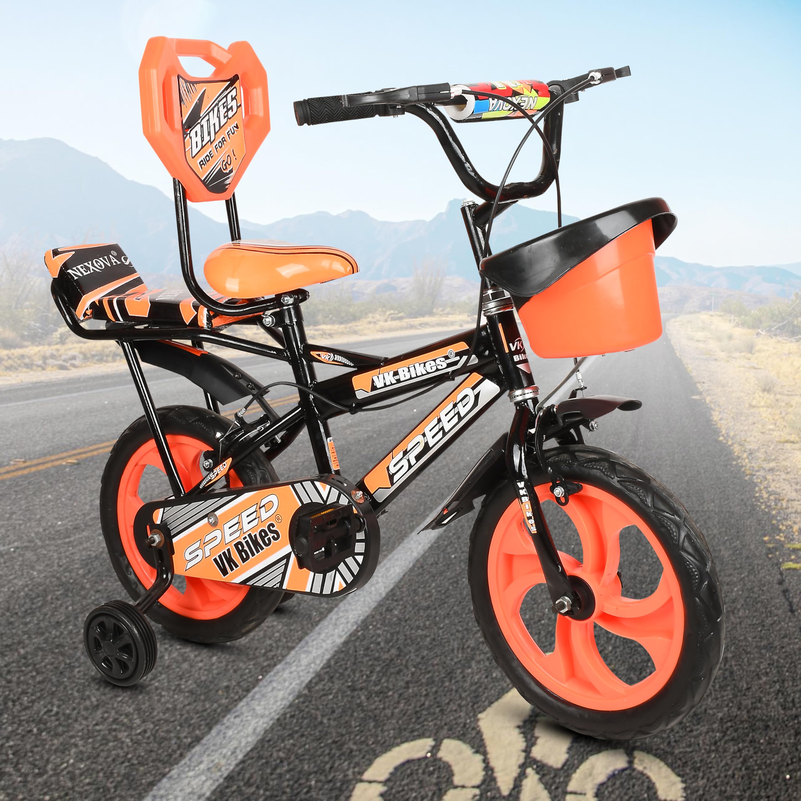 Kaashnic Kids Premium Cycle 14T with Training Wheels (90% Assembled) for Boys and Girls (Orange) 2