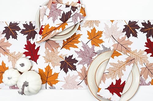 Miniatura 5 de PurpleEssences Camino de mesa de hojas de arce otoñal, decoración de mesa de comedor de cocina de Acción de Gracias para interiores y exteriores, 14