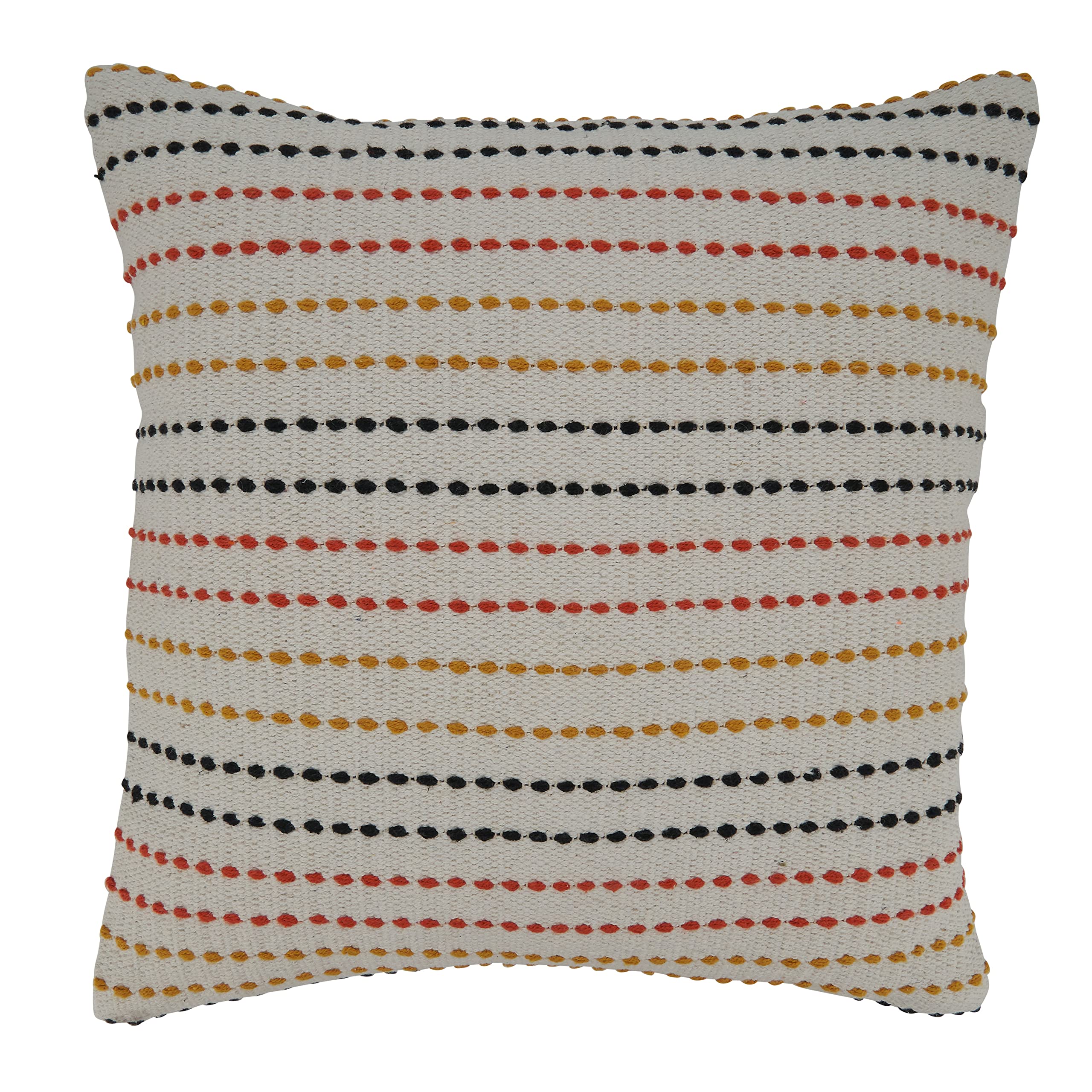 SARO LIFESTYLE Sunnyland Collection Woven Stripe Throw Pillow with Poly Filling, 20", Multi