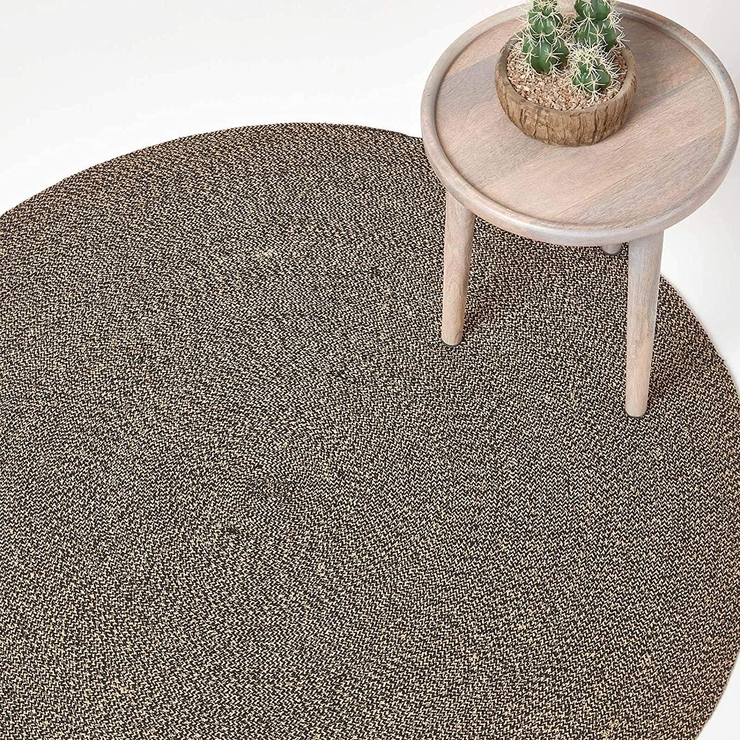 Homescapes Melange Braided Round Rug in Natural | Size: 150cm diameter