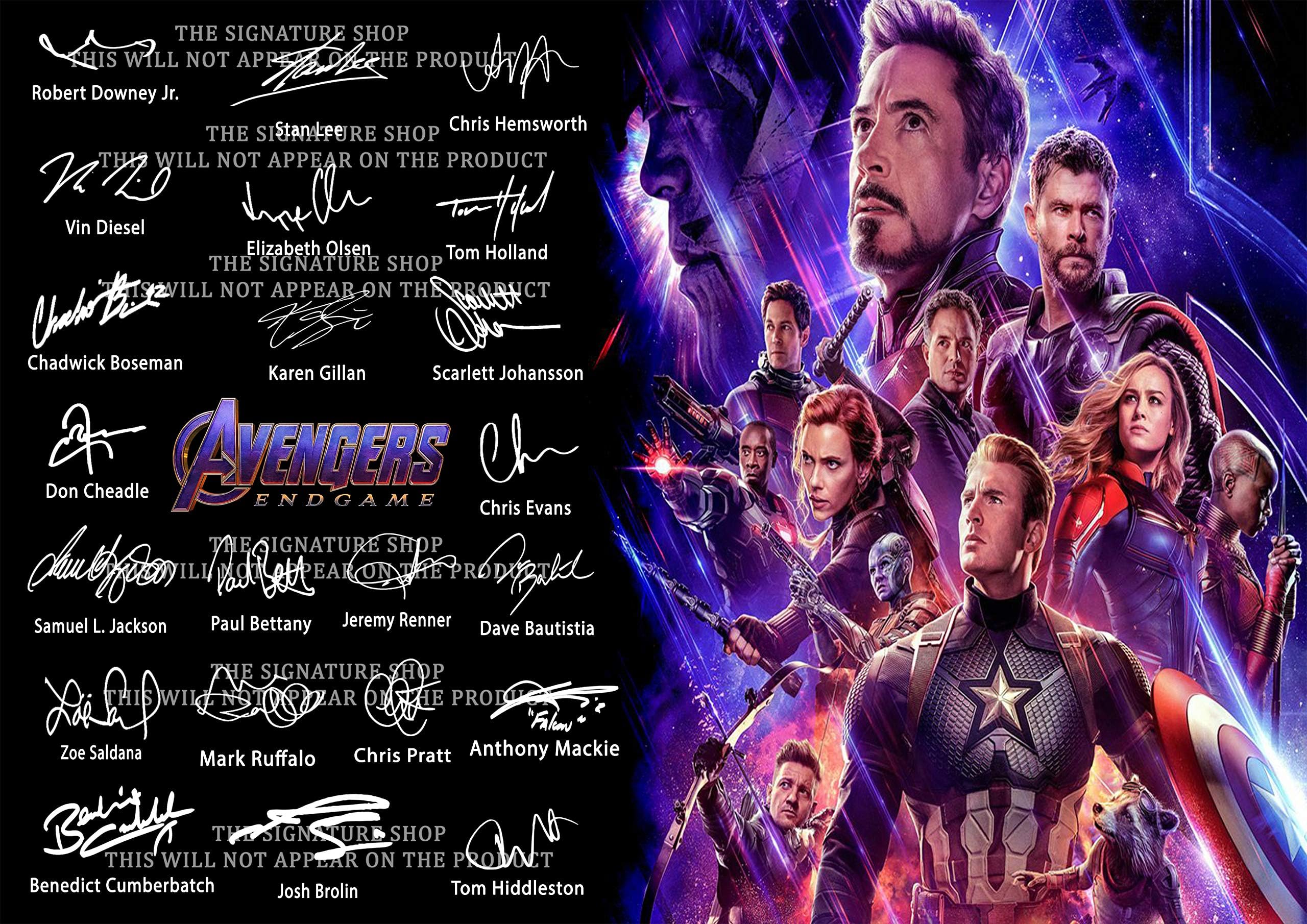 The Signature Shop Avengers End Game 12x8 Signed Print PP x22 Cast Members (POSTER ONLY)