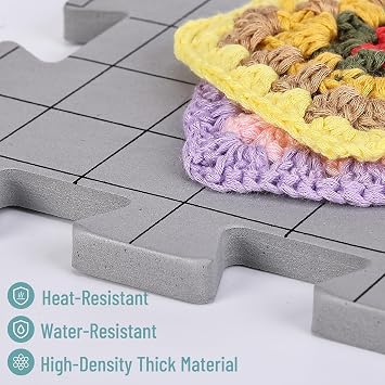 Mr. Pen- Blocking Mats for Knitting & Crochet Projects, 12 x 12 | 9 Pack with 150 pcs T-Pins, Gray Aligned Grid Knitting Blocking Mats and Pins, Water & Heat Resistant