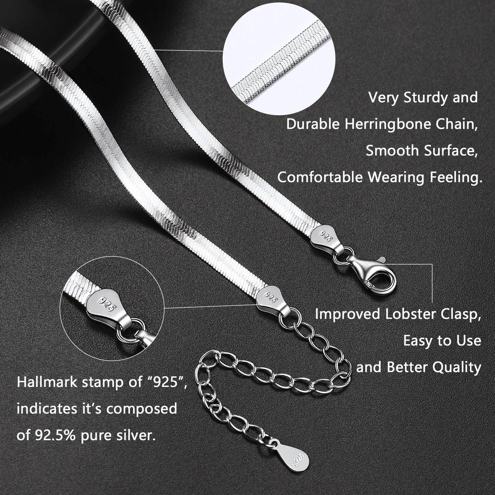 PROSILVER Collana Girocollo Donna Argento 925, Collana a Catena Serpente Chokcer 3mm, 32/38cm con Confezione Regalo