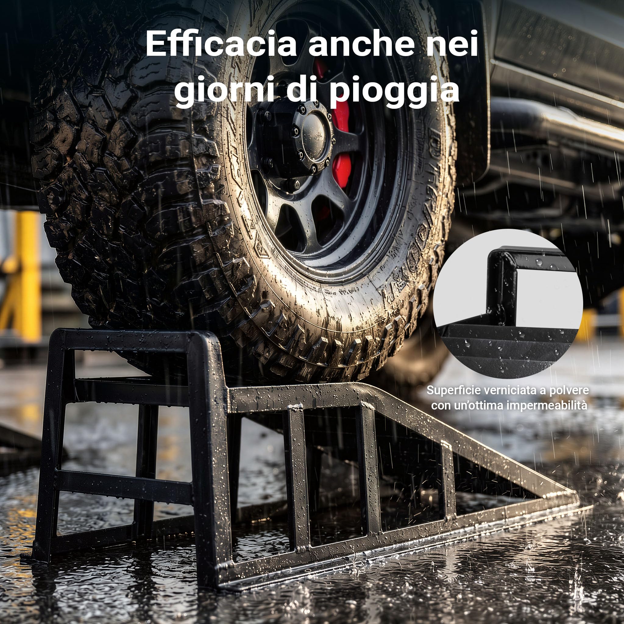 Wiltec 2x Rampe auto con portata fino a 2 t per coppia, 905x295x278 mm, pedana sollevamento auto, rampe di sollevamento in acciaio