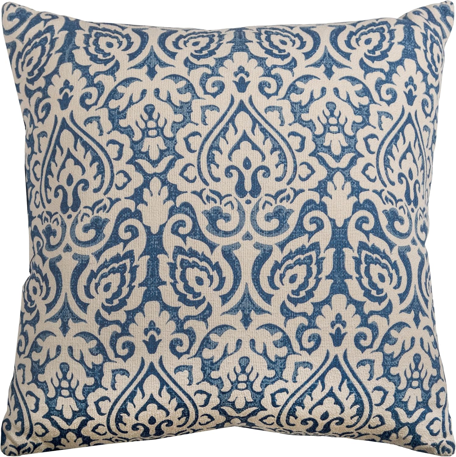 Rizzy Home | T09785 | Poly Fill Decorative Pillow | 22"x22" Blue/Neutral/Blue Damask Blue/Neutral/Blue 22"X22" Poly Filled Throw Pillow