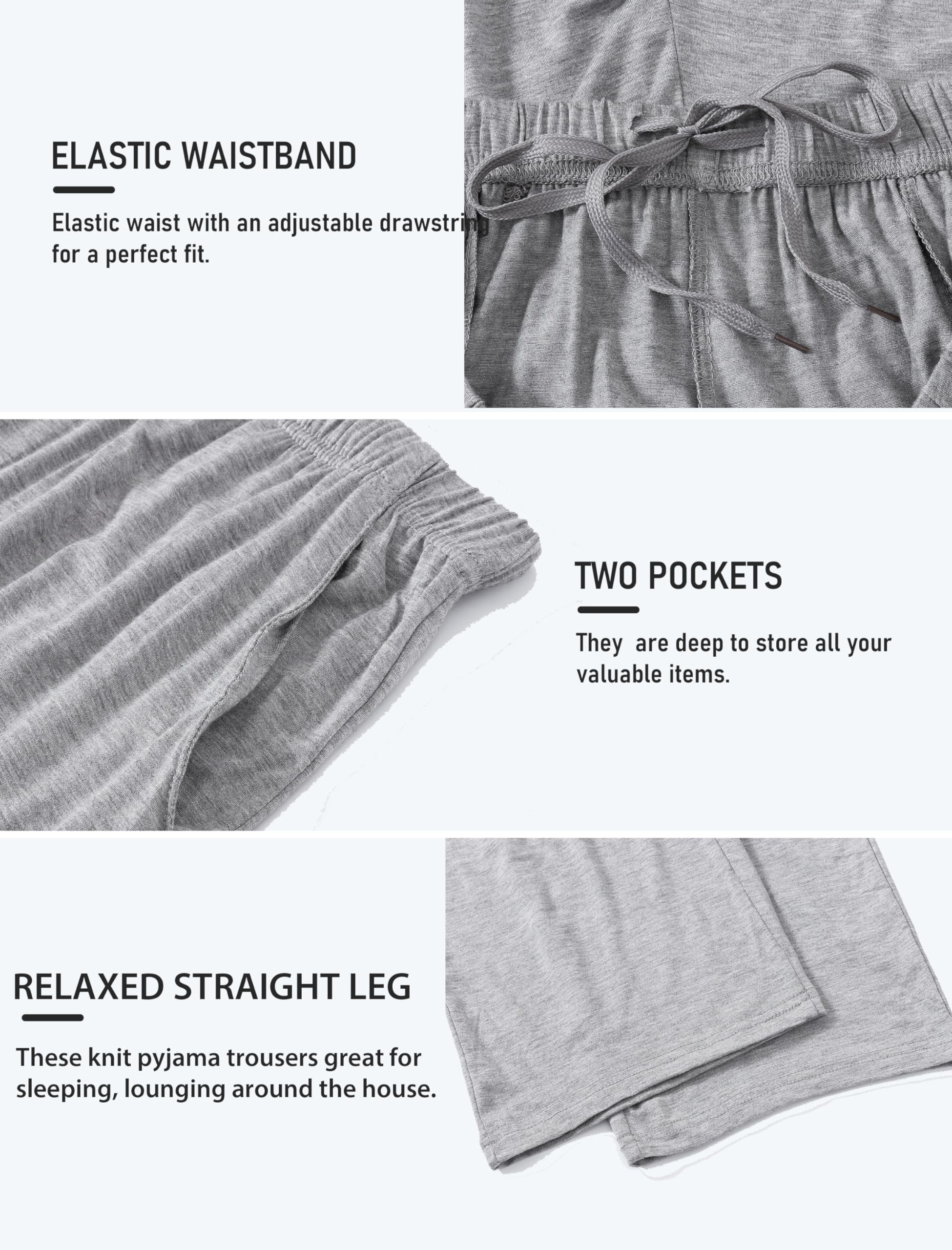 JINSHI Pantaloni Lunghi Pigiama da Uomo Morbide Modal Pantalone da Salotto Biancheria da Notte