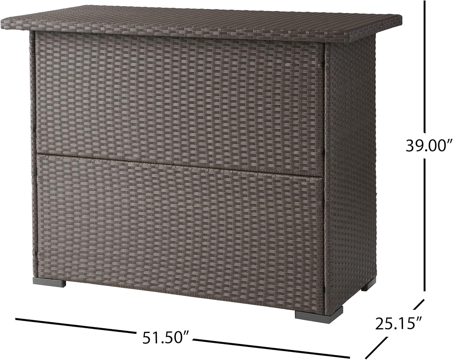 Christopher Knight Home Trinidad PE Bar, Dark Brown, Dimensions: 51.50”L x 25.15”W x 39.00”H