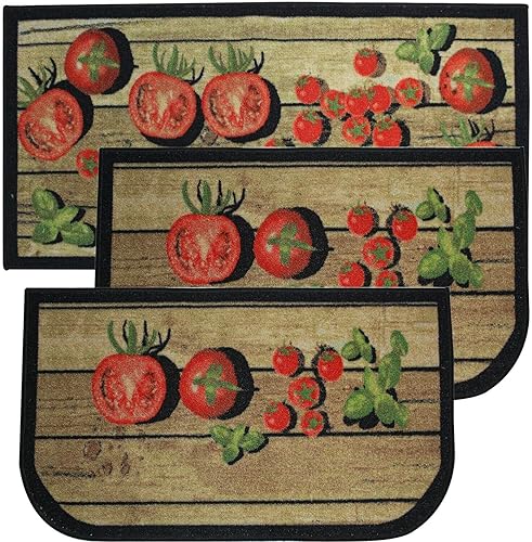 Miniatura 8 de Kashi Home Alfombra de cocina, alfombra de área, tapete con hermoso estampado, antideslizante, parte trasera de látex, color vino burdeos, juego de