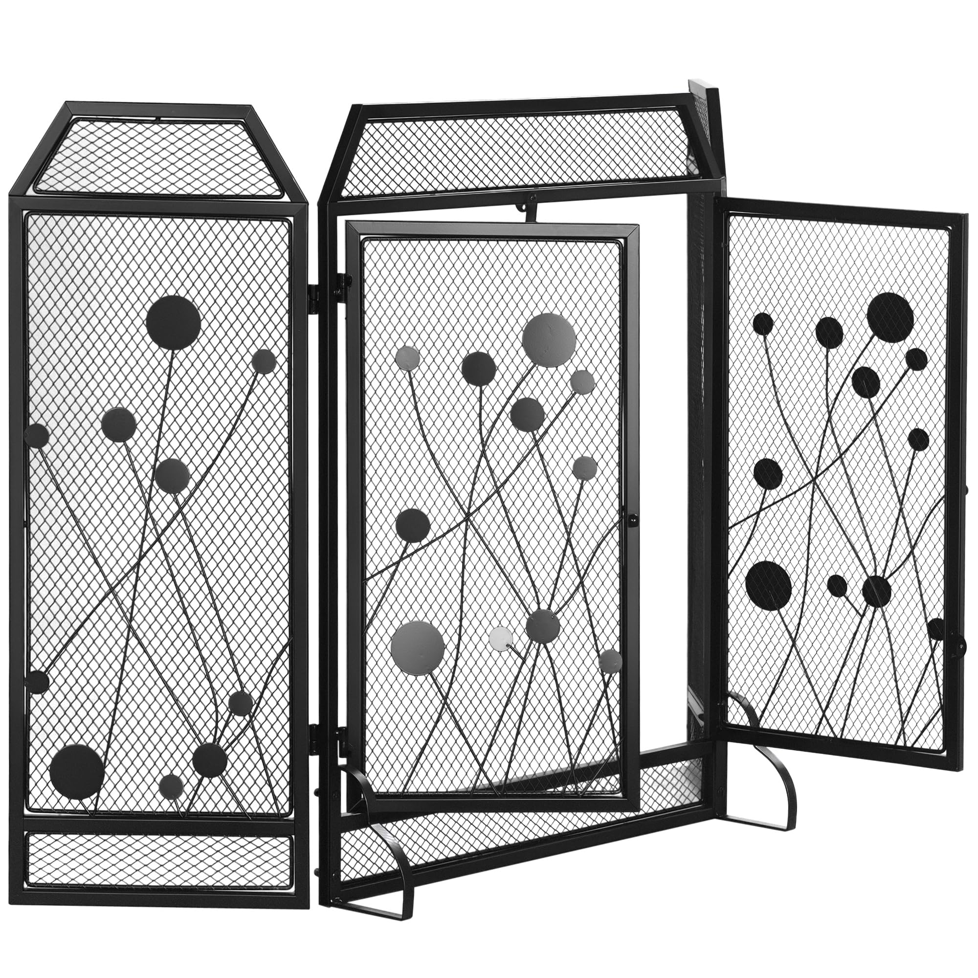 HOMCOM Chimenea Plegable de Acero y Metal Negro con 2 Puertas con Cierre magnético, 125x80cm
