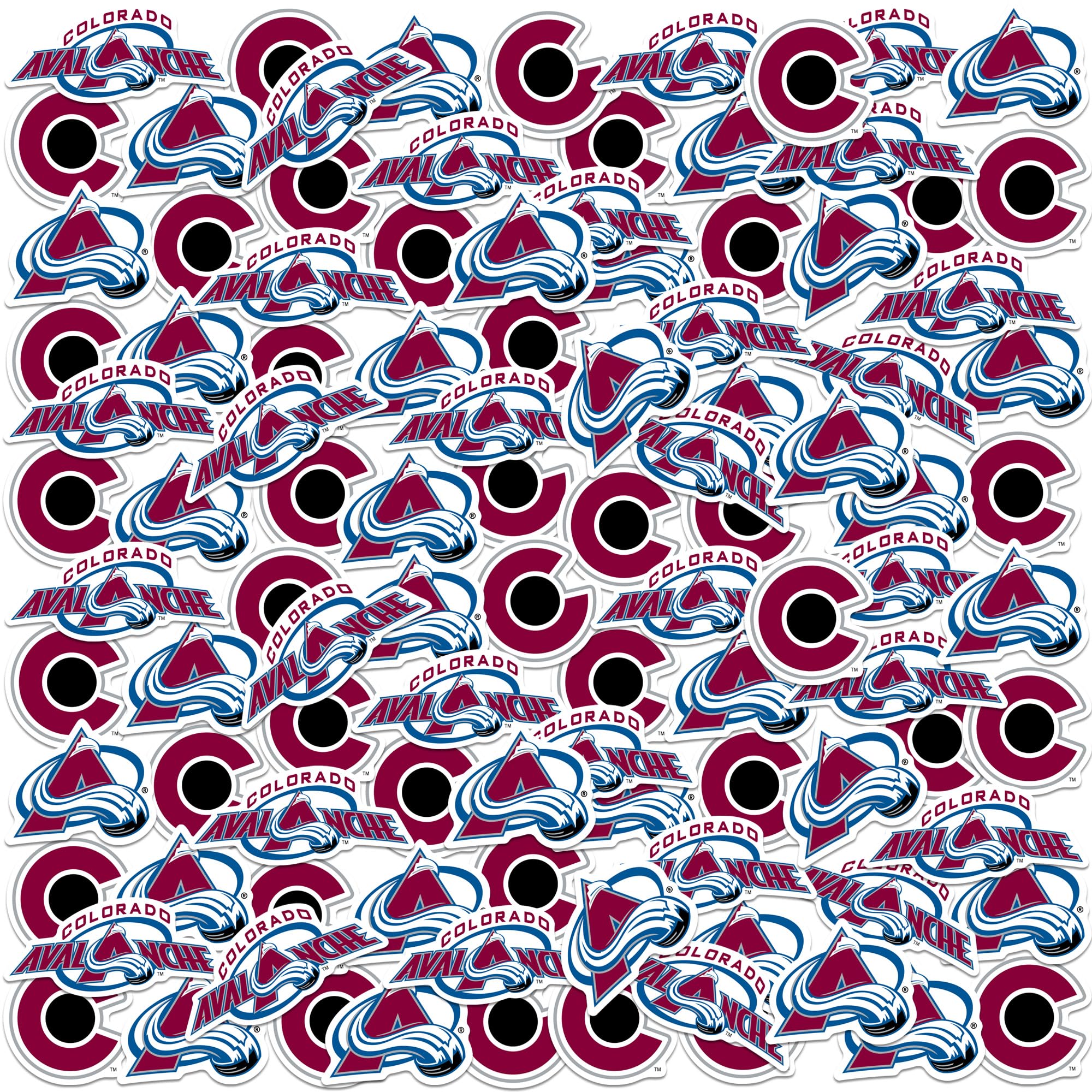NHL Logo Colorado Avalanche 100ct Vinyl Large Deluxe Stickers Variety Pack - Laptop, Water Bottle, Scrapbooking, Tablet, Skateboard, Indoor/Outdoor